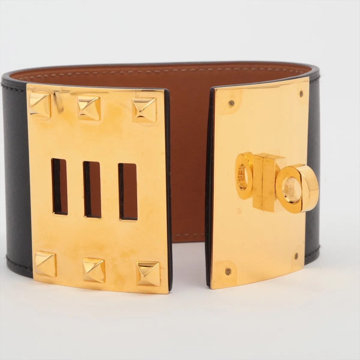 Kelly Dog R: 2014 Bracelet S GP x Leather Gold x Black — view 5