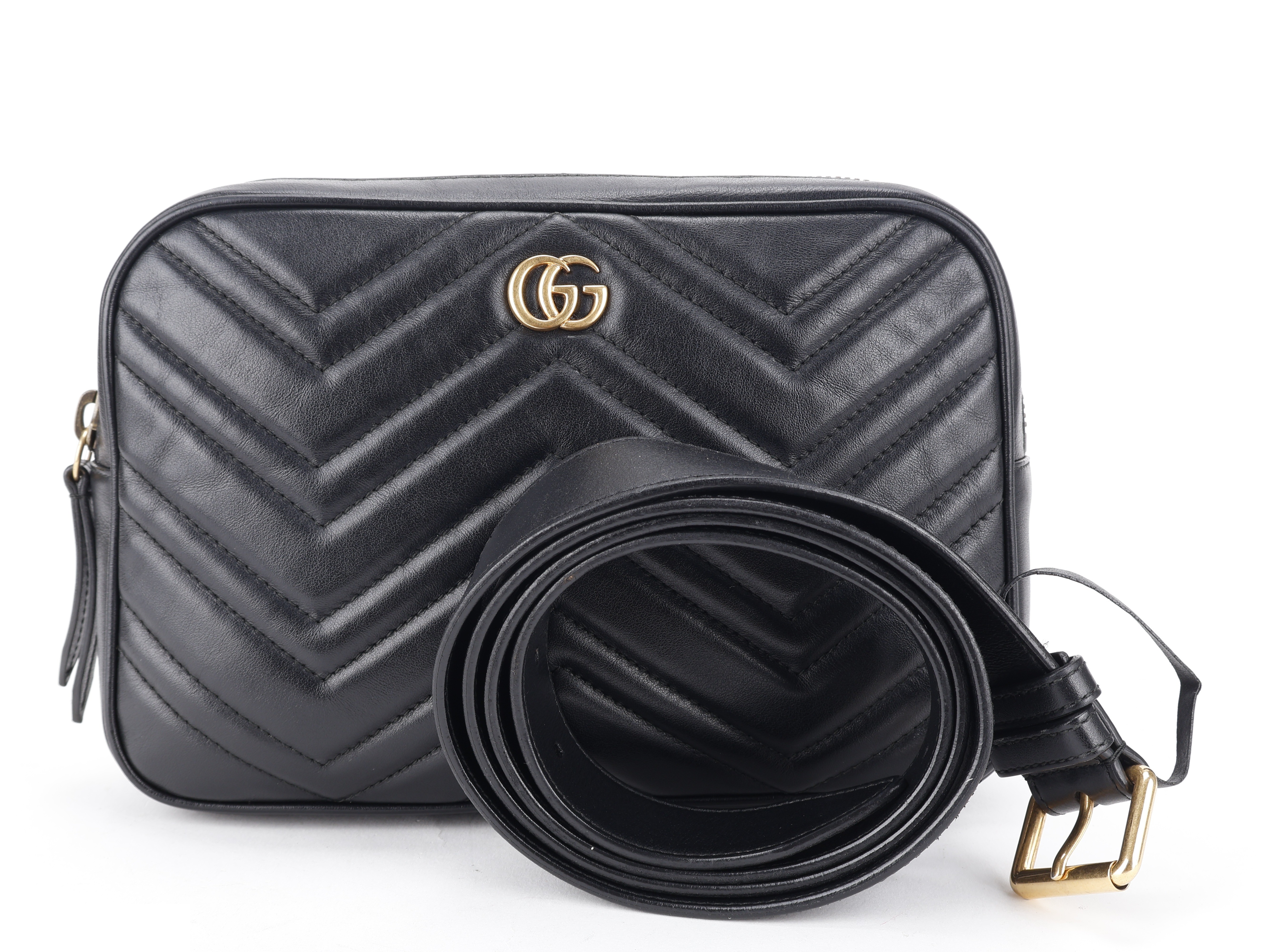 GG MARMONT BELT BAG BLACK GHW