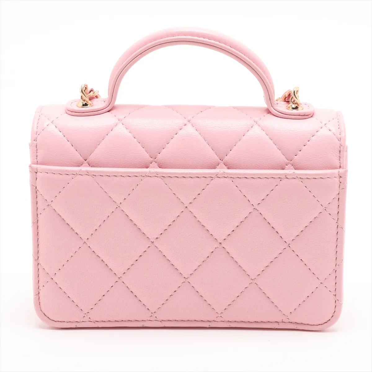 Mini Matelassé Lambskin 2-Way Shoulder Bag, Pink with Gold Hardware, LTTLA937, Random Serial Number AP4675 — view 2