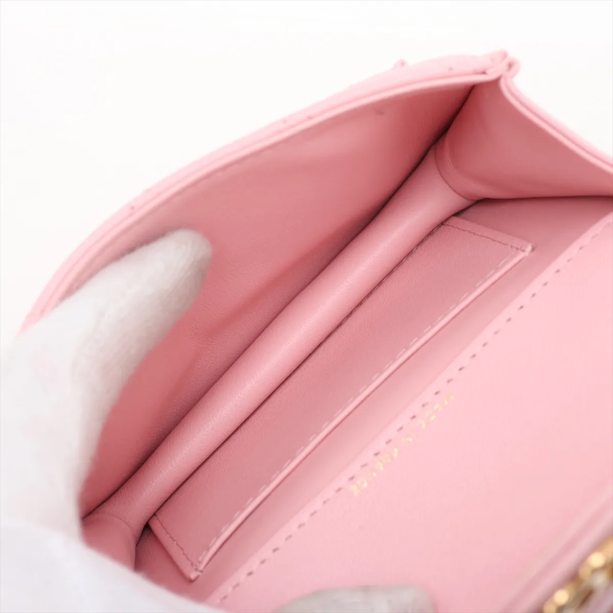 Mini Matelassé Lambskin 2-Way Shoulder Bag, Pink with Gold Hardware, LTTLA937, Random Serial Number AP4675 — view 8