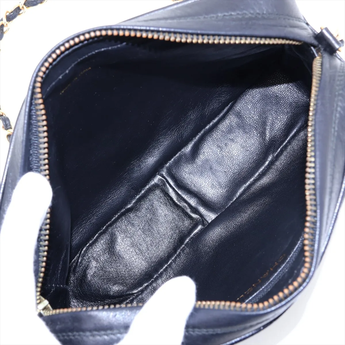Diamond Stitch Lambskin Chain Shoulder Bag with Fringe, Black, Gold Hardware — view 6