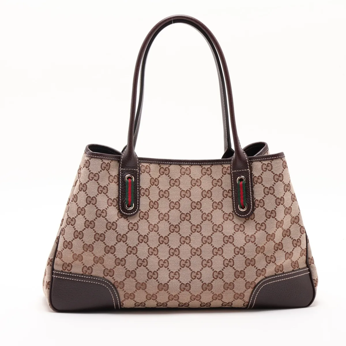 GG Canvas 163805 Canvas x Leather Tote Bag Beige x Brown — view 2