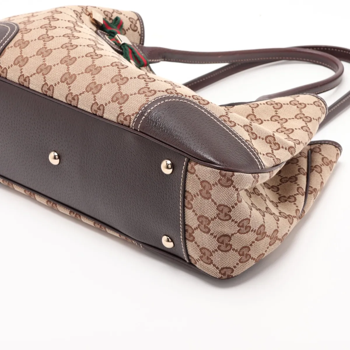 GG Canvas 163805 Canvas x Leather Tote Bag Beige x Brown — view 3