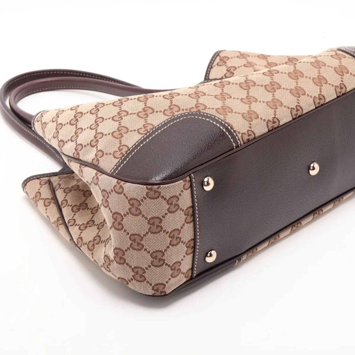 GG Canvas 163805 Canvas x Leather Tote Bag Beige x Brown — view 4