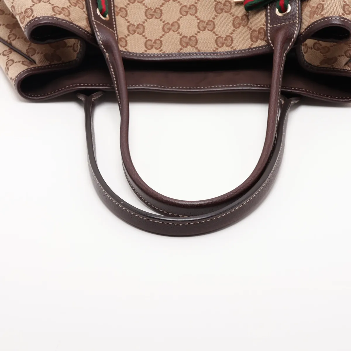 GG Canvas 163805 Canvas x Leather Tote Bag Beige x Brown — view 5