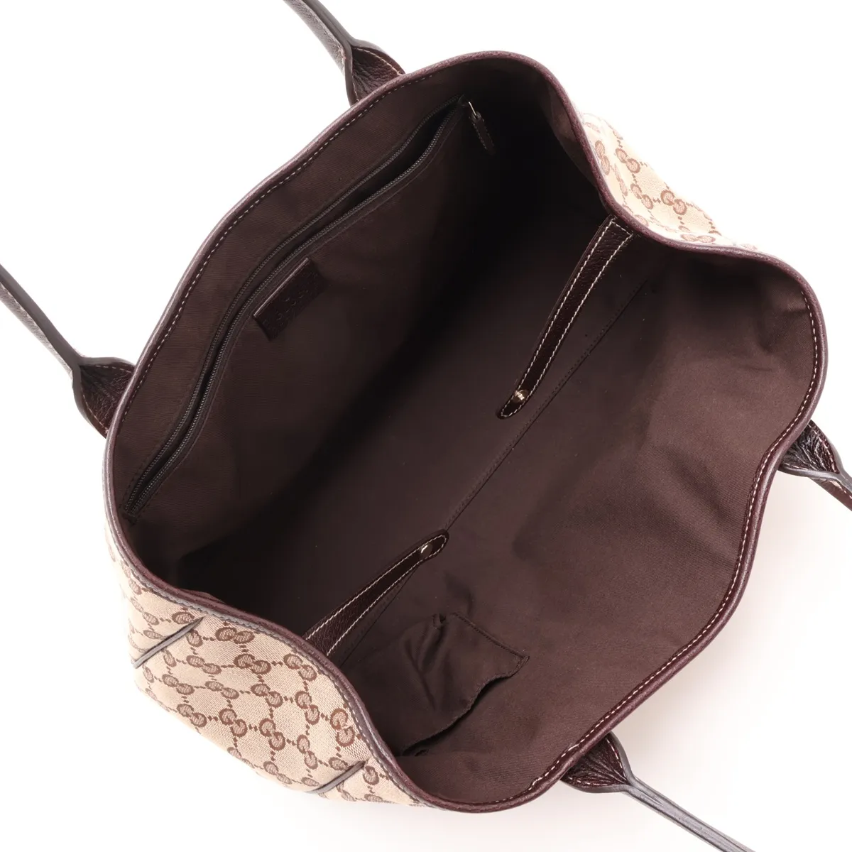 GG Canvas 163805 Canvas x Leather Tote Bag Beige x Brown — view 7