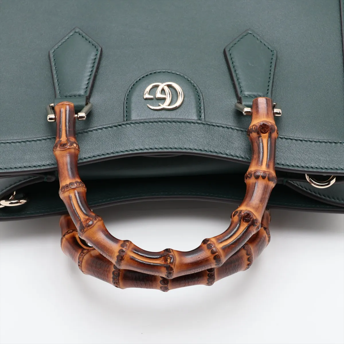 Bamboo Diana Leather 2-Way Handbag, Green, 853226 — view 5