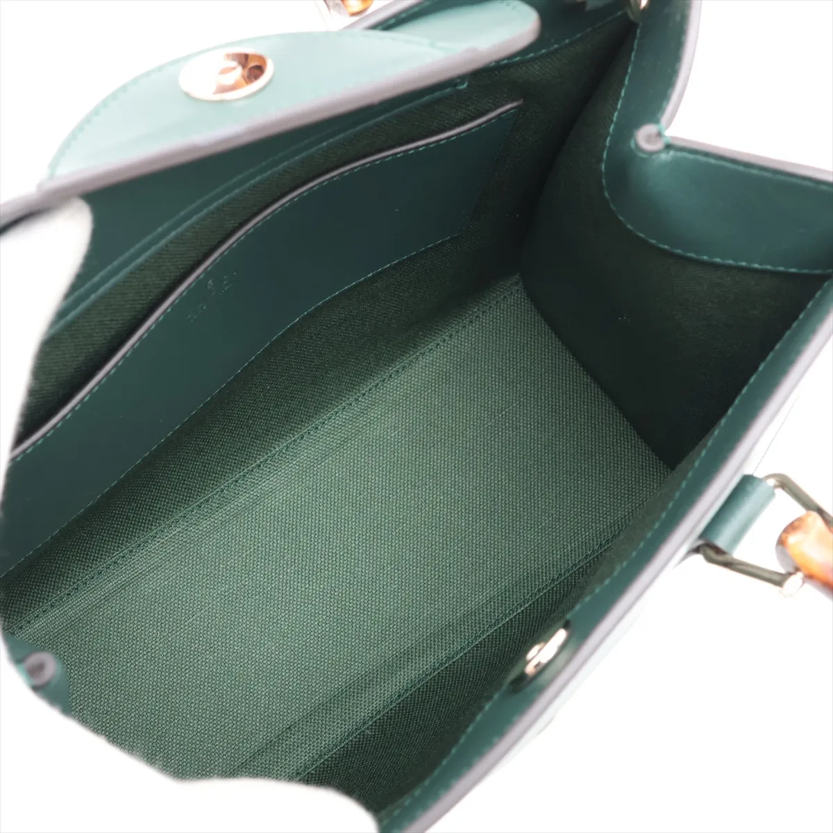 Bamboo Diana Leather 2-Way Handbag, Green, 853226 — view 8