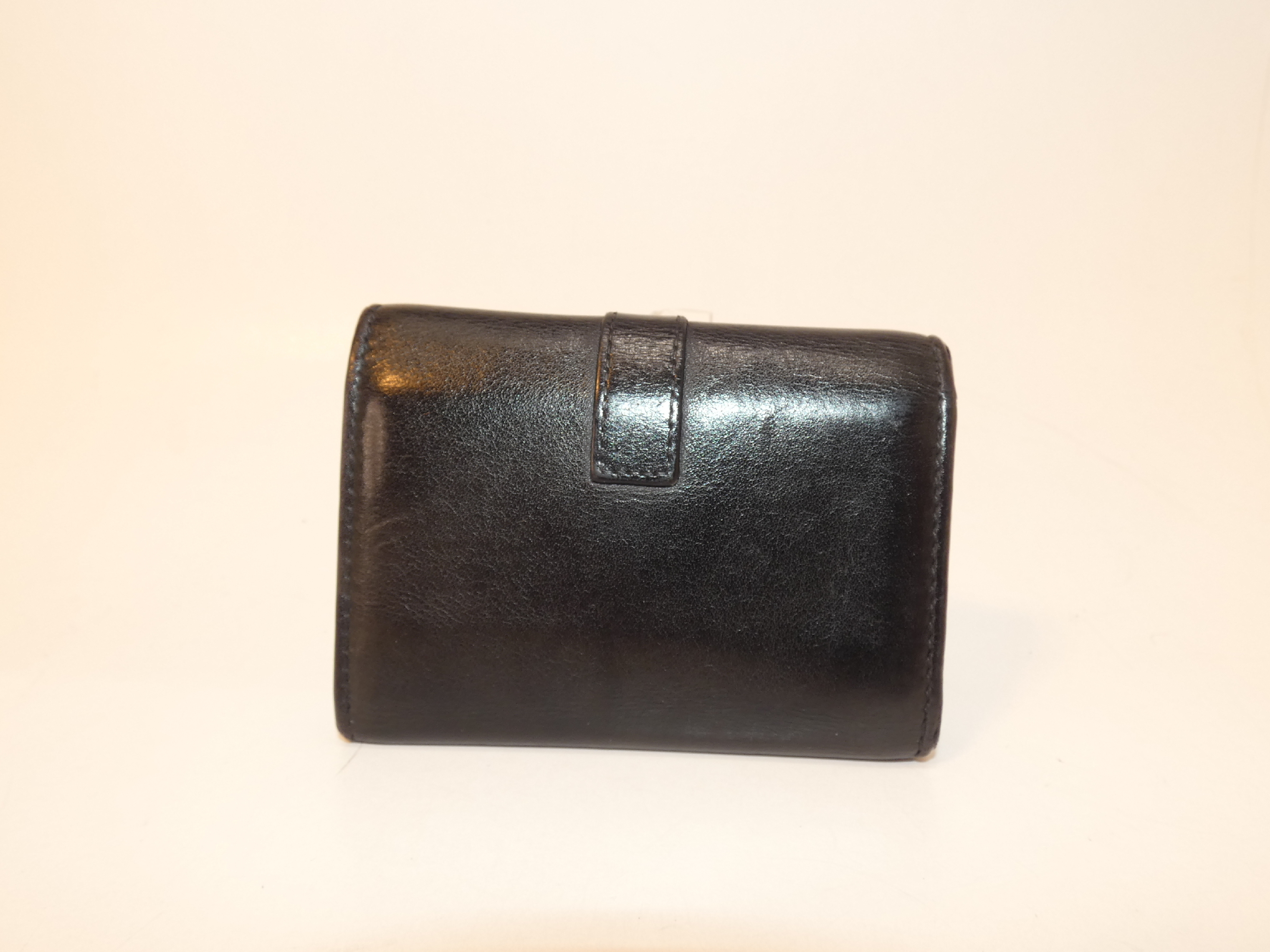 Front Logo Black Leather Key Case/Keychain — view 2