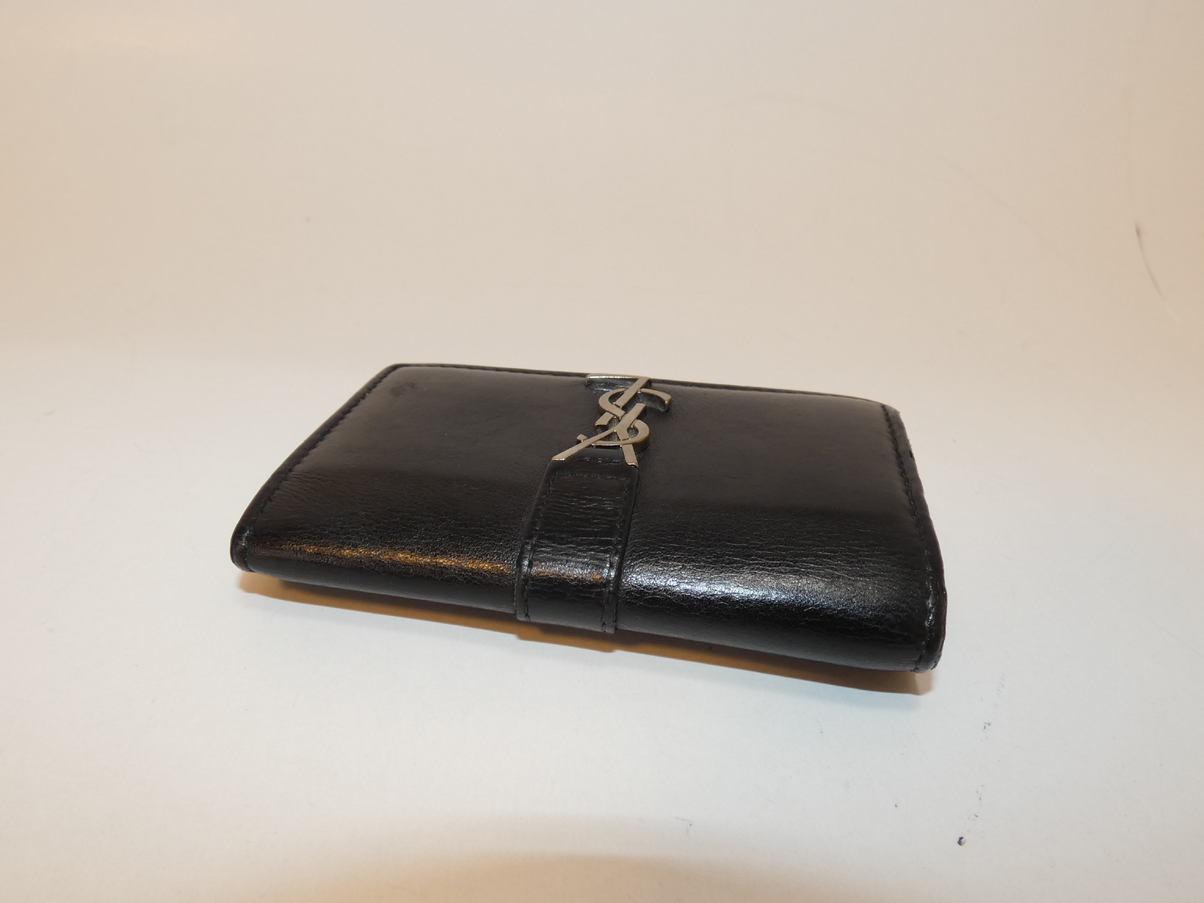 Front Logo Black Leather Key Case/Keychain — view 3