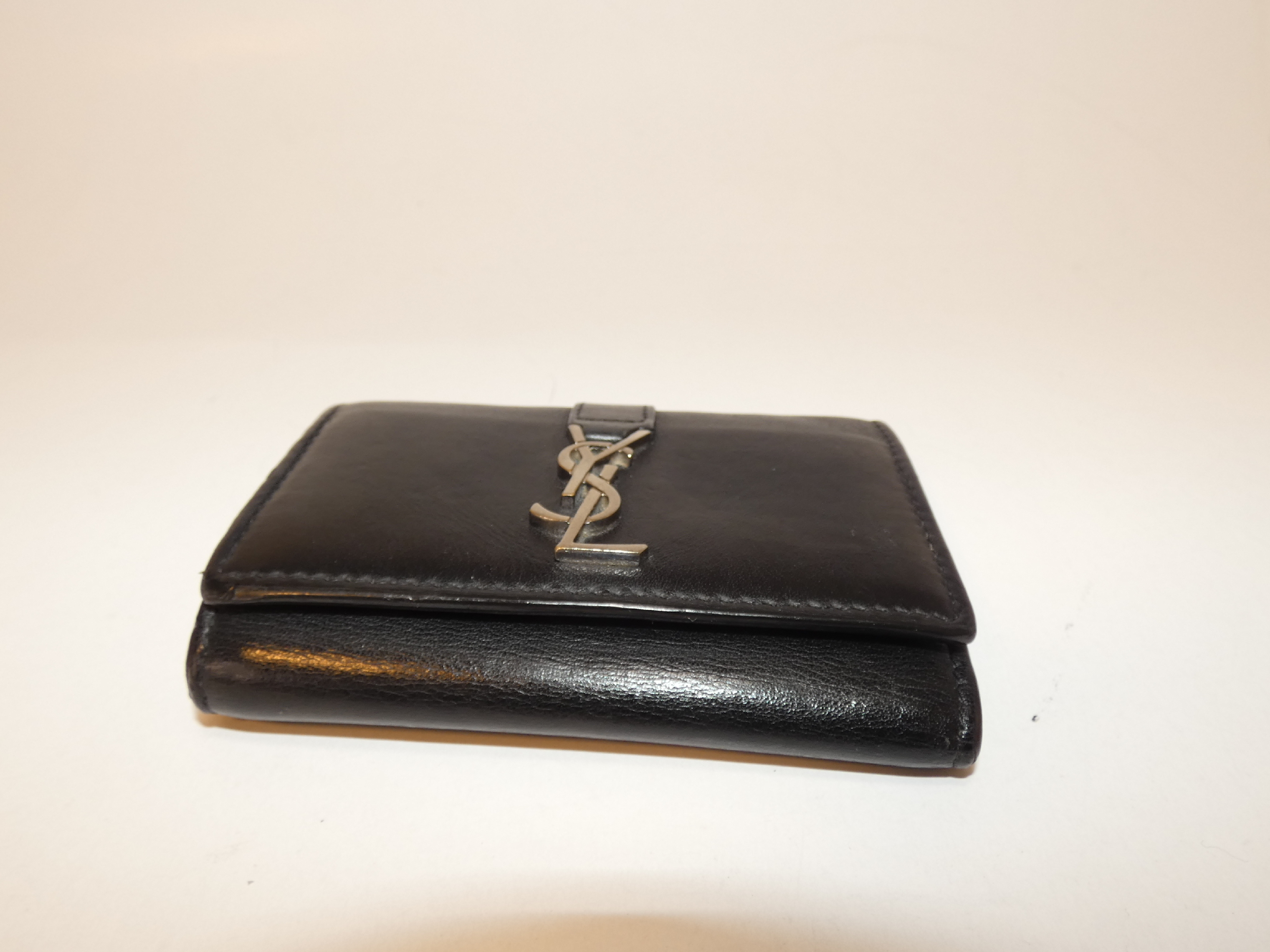 Front Logo Black Leather Key Case/Keychain — view 4
