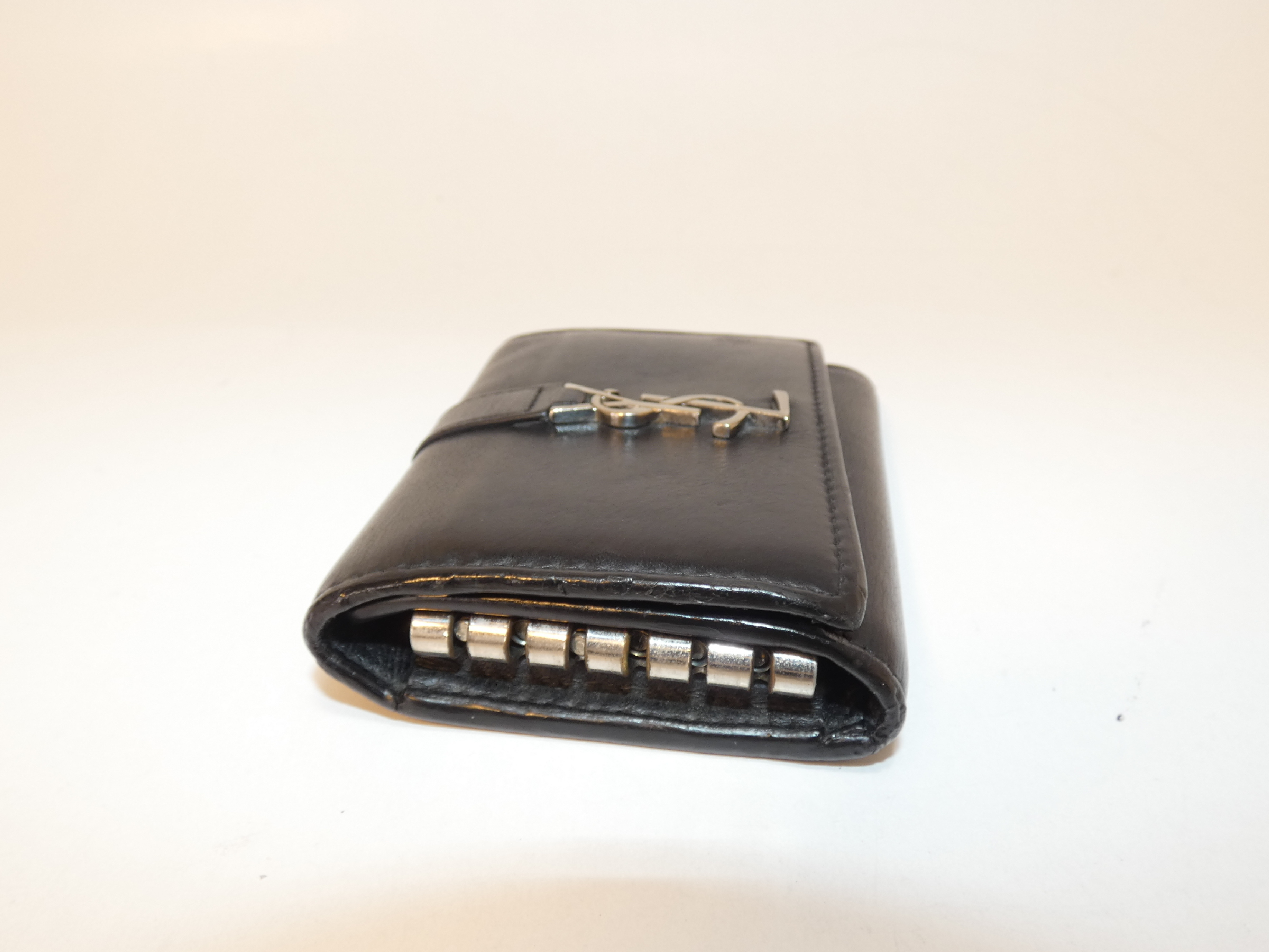 Front Logo Black Leather Key Case/Keychain — view 5