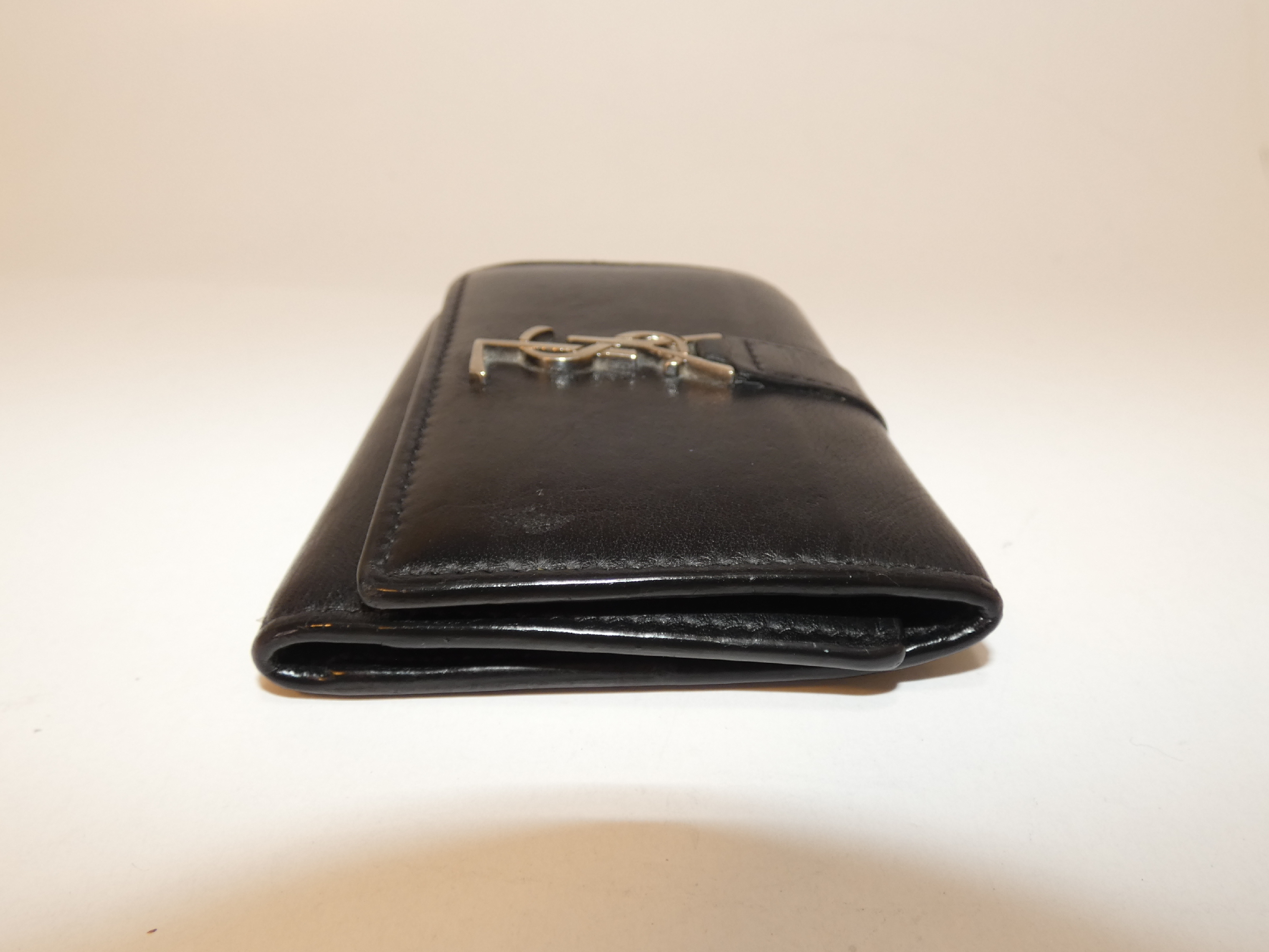 Front Logo Black Leather Key Case/Keychain — view 6