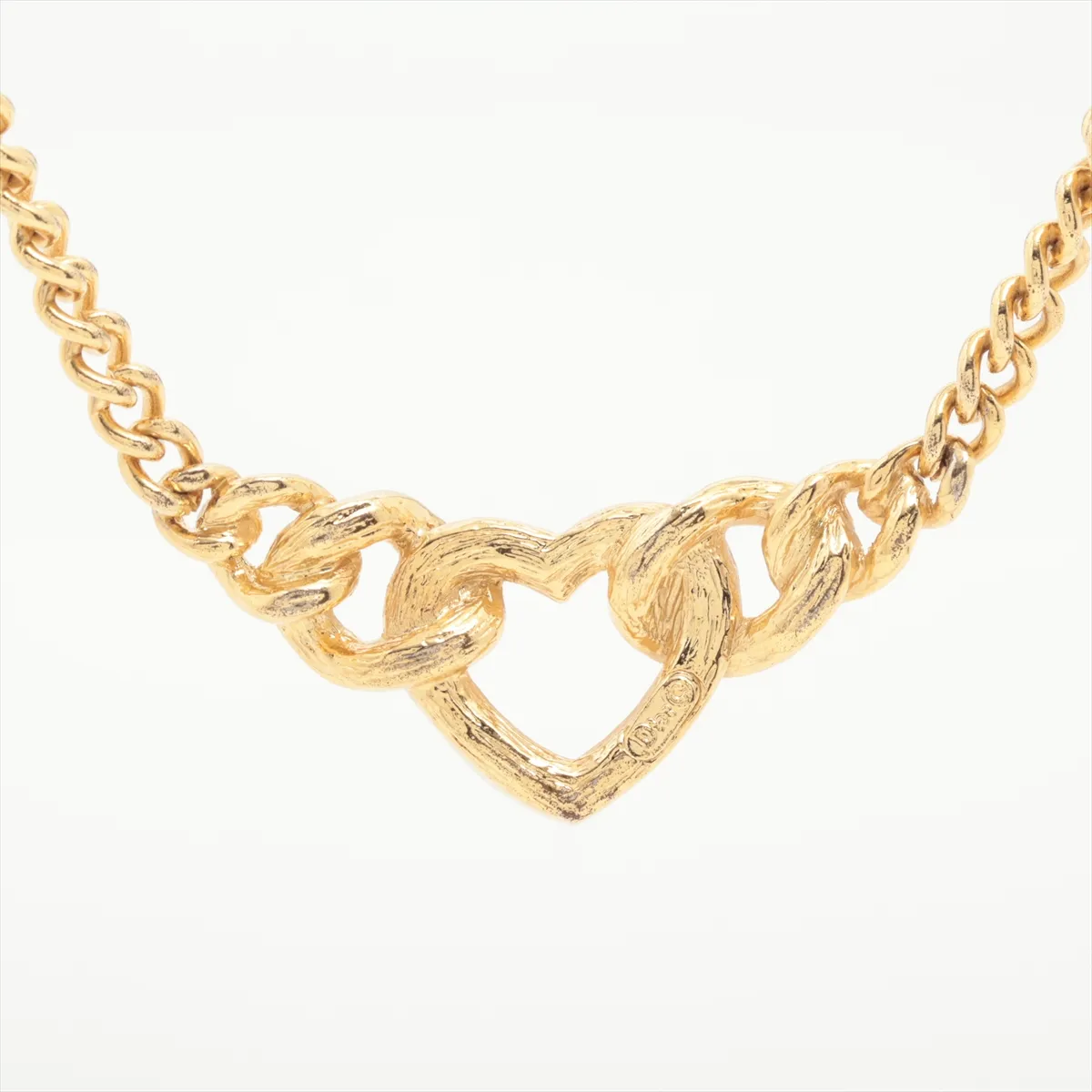 Heart Necklace, GP x Rhinestone, Gold, — view 2