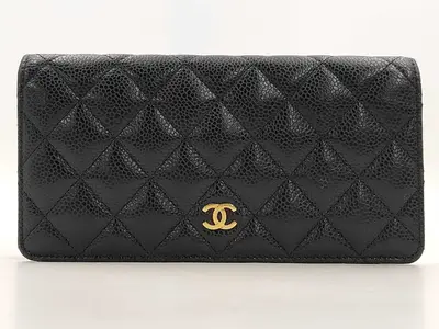 SLG CAVIAR SKIN LONG WALLET BLACK NO.19 Wallet
