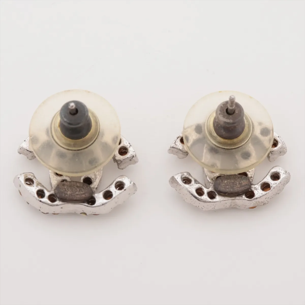 Coco Mark 03A Earrings (Pair) Metal x Rhinestone Silver — view 2