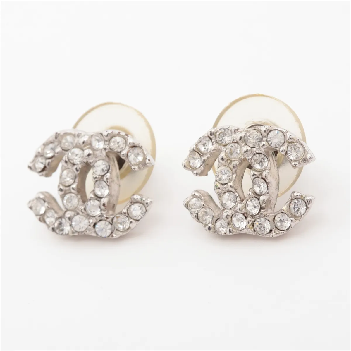 Coco Mark 03A Earrings (Pair) Metal x Rhinestone Silver — view 3