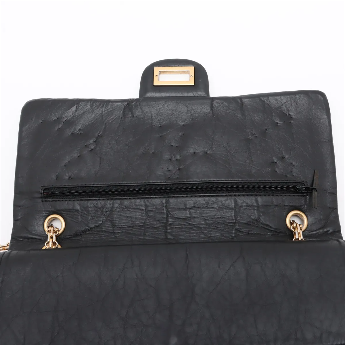 Matelasse 2.55 Maxi Vintage Calf Double Flap Double Chain Bag Black Gold Hardware 15316305 15th Series A37590 — view 13