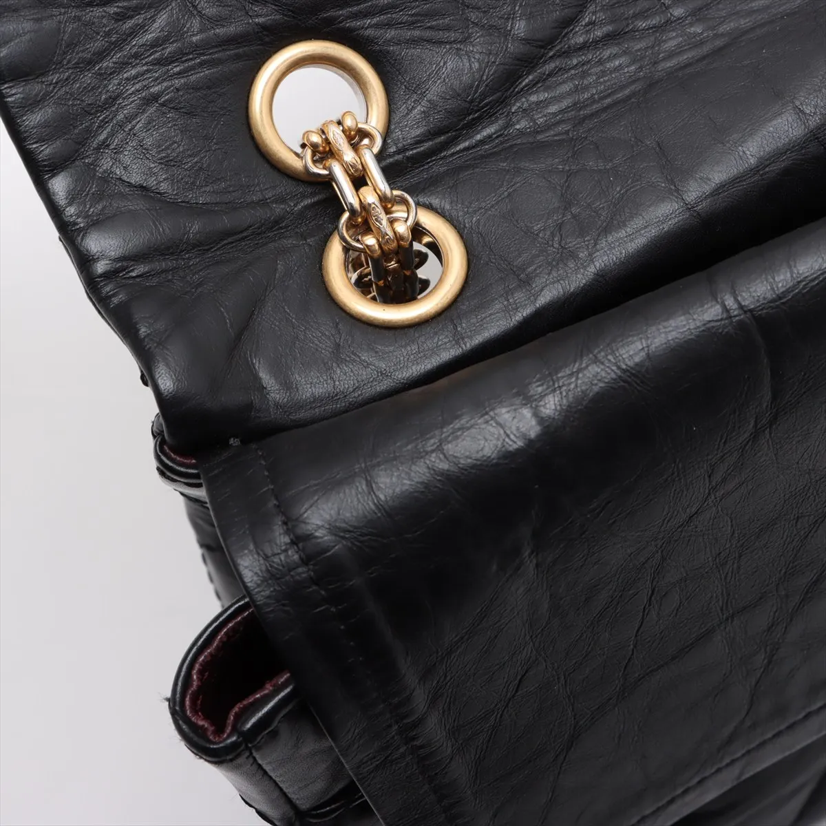 Matelasse 2.55 Maxi Vintage Calf Double Flap Double Chain Bag Black Gold Hardware 15316305 15th Series A37590 — view 14