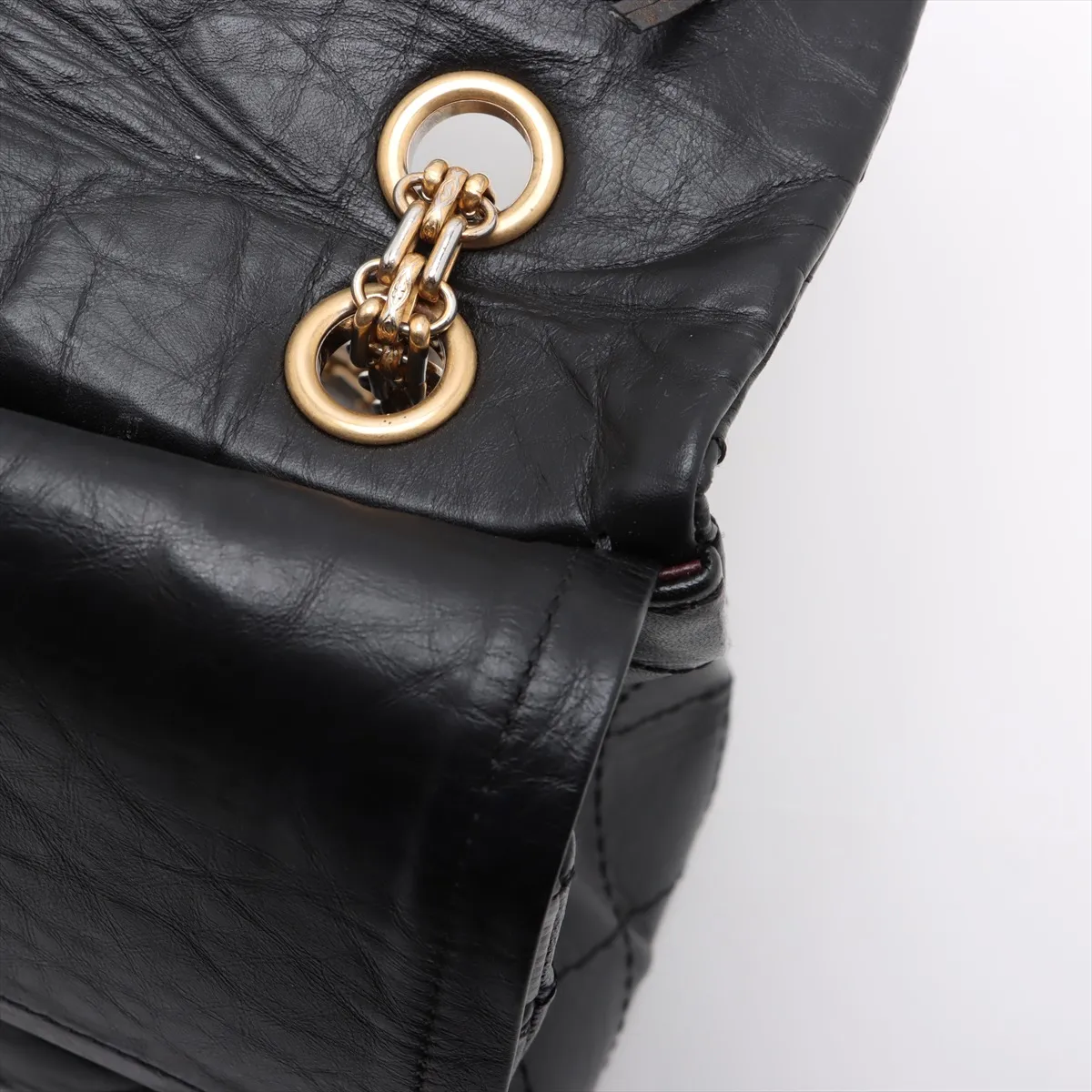 Matelasse 2.55 Maxi Vintage Calf Double Flap Double Chain Bag Black Gold Hardware 15316305 15th Series A37590 — view 15