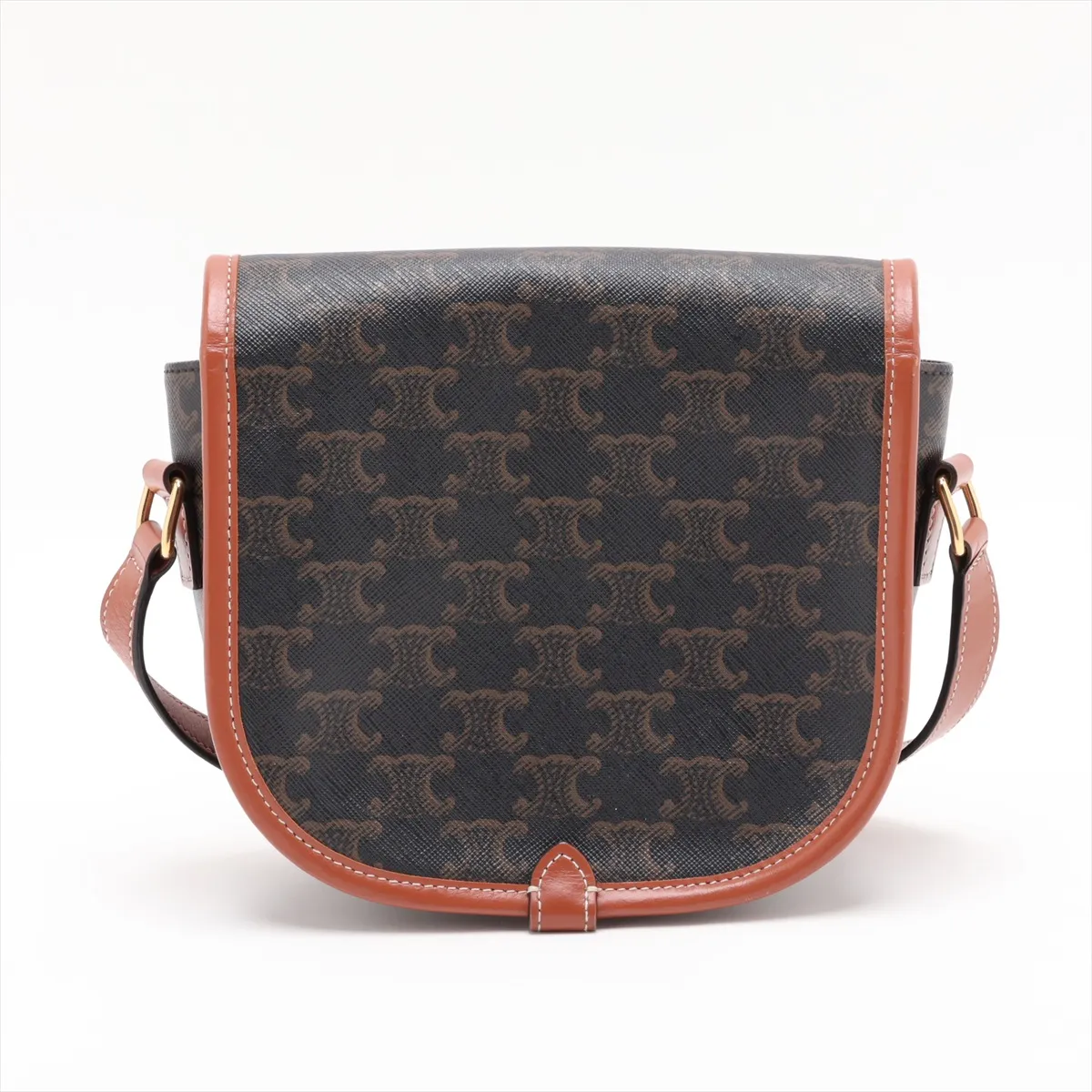 Triomphe Medium Folco PVC x Leather Shoulder Bag, Black x Brown — view 2