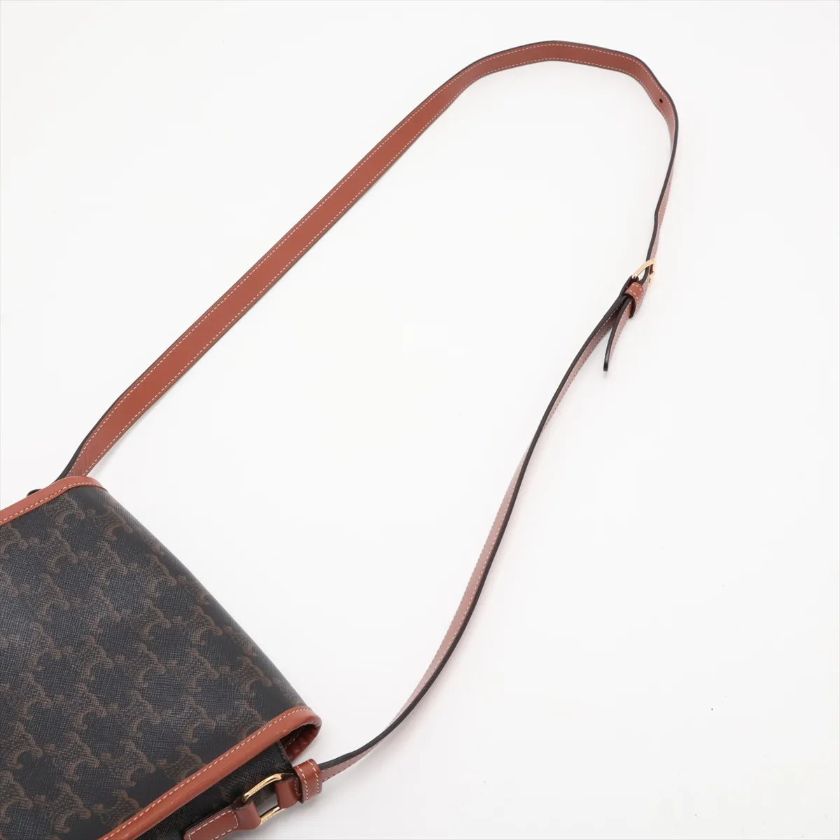 Triomphe Medium Folco PVC x Leather Shoulder Bag, Black x Brown — view 5