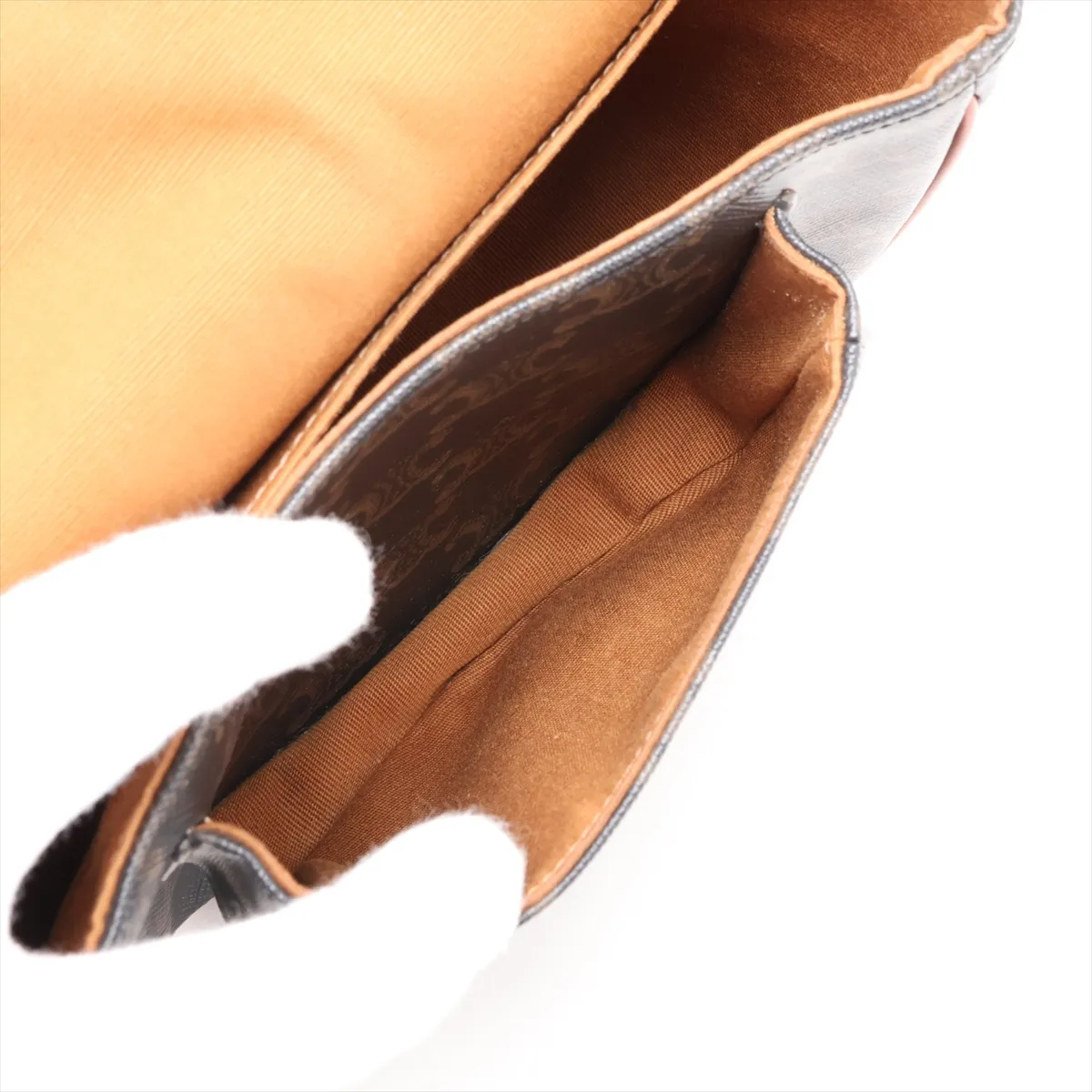 Triomphe Medium Folco PVC x Leather Shoulder Bag, Black x Brown — view 8