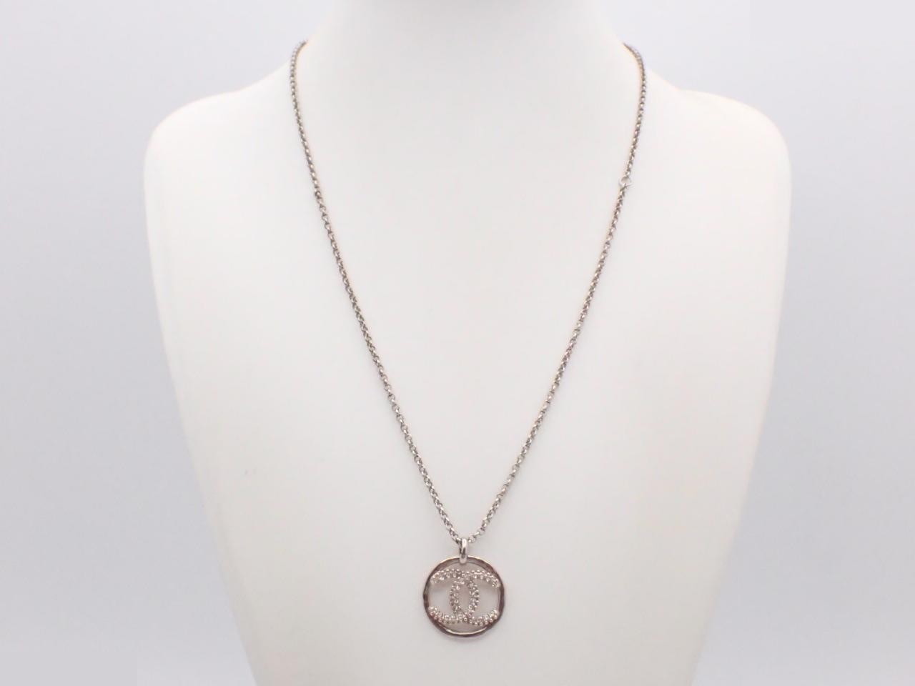 Coco Mark Circle Rhinestone Necklace, Chain approx. 60cm — view 3
