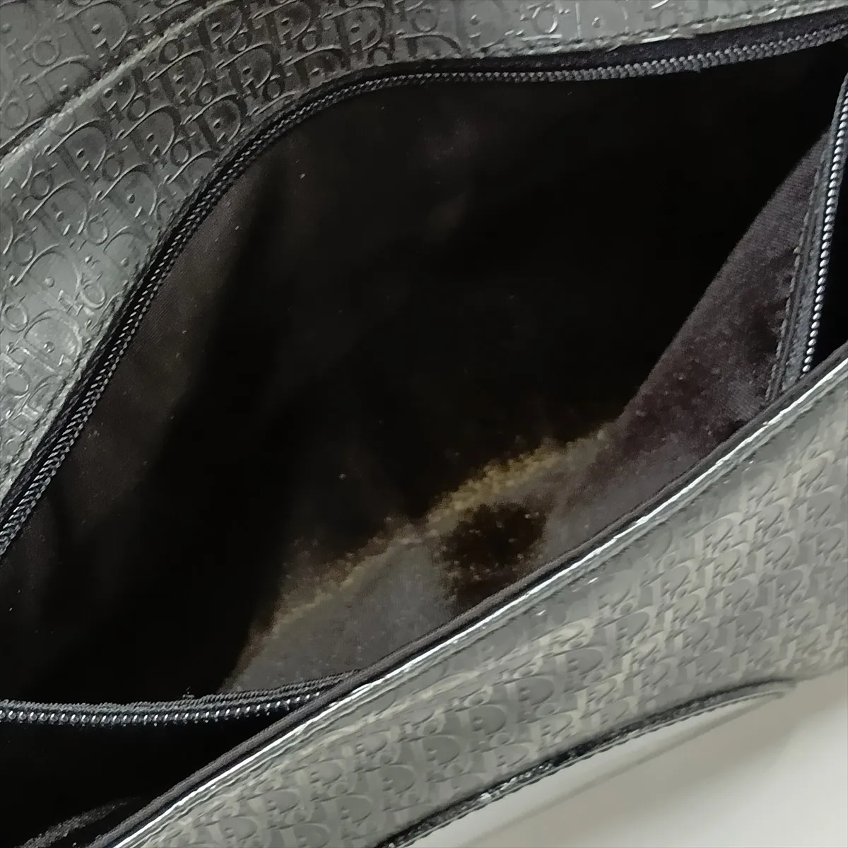Maris Pearl Trotter Patent Leather Shoulder Bag, Gray x Black, Unsigned Guarantee Card — view 15