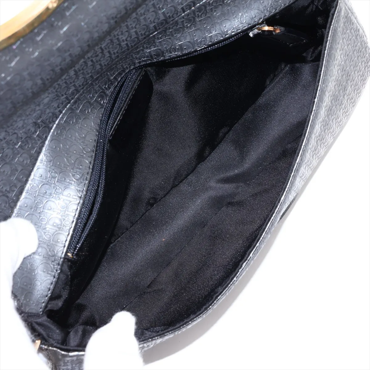 Maris Pearl Trotter Patent Leather Shoulder Bag, Gray x Black, Unsigned Guarantee Card — view 6