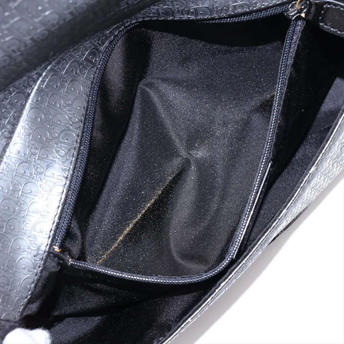 Maris Pearl Trotter Patent Leather Shoulder Bag, Gray x Black, Unsigned Guarantee Card — view 7