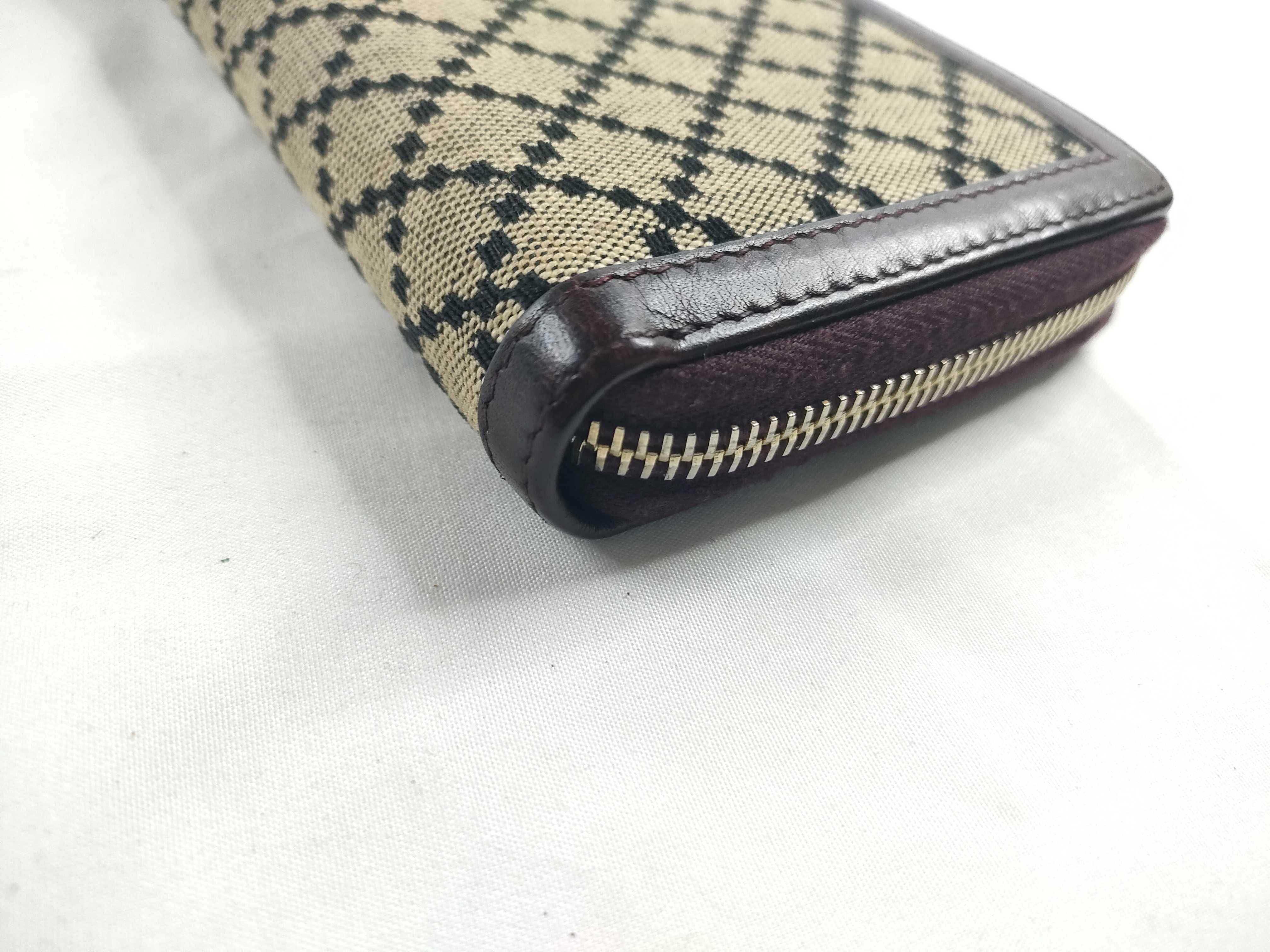 【/Gucci】 224253 Diamante Round Zip Long Wallet Canvas/Leather Beige/Bordeaux Wallet — view 3