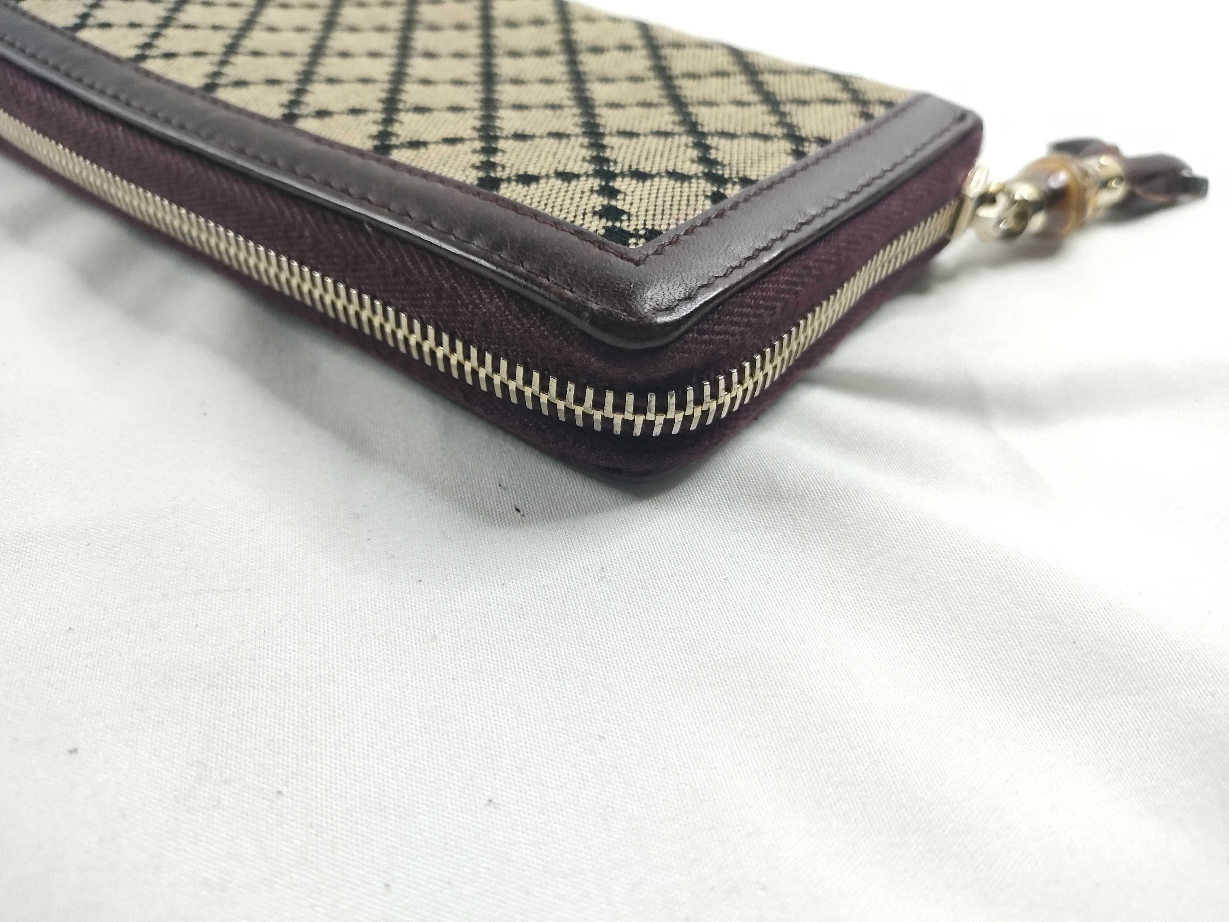 【/Gucci】 224253 Diamante Round Zip Long Wallet Canvas/Leather Beige/Bordeaux Wallet — view 4