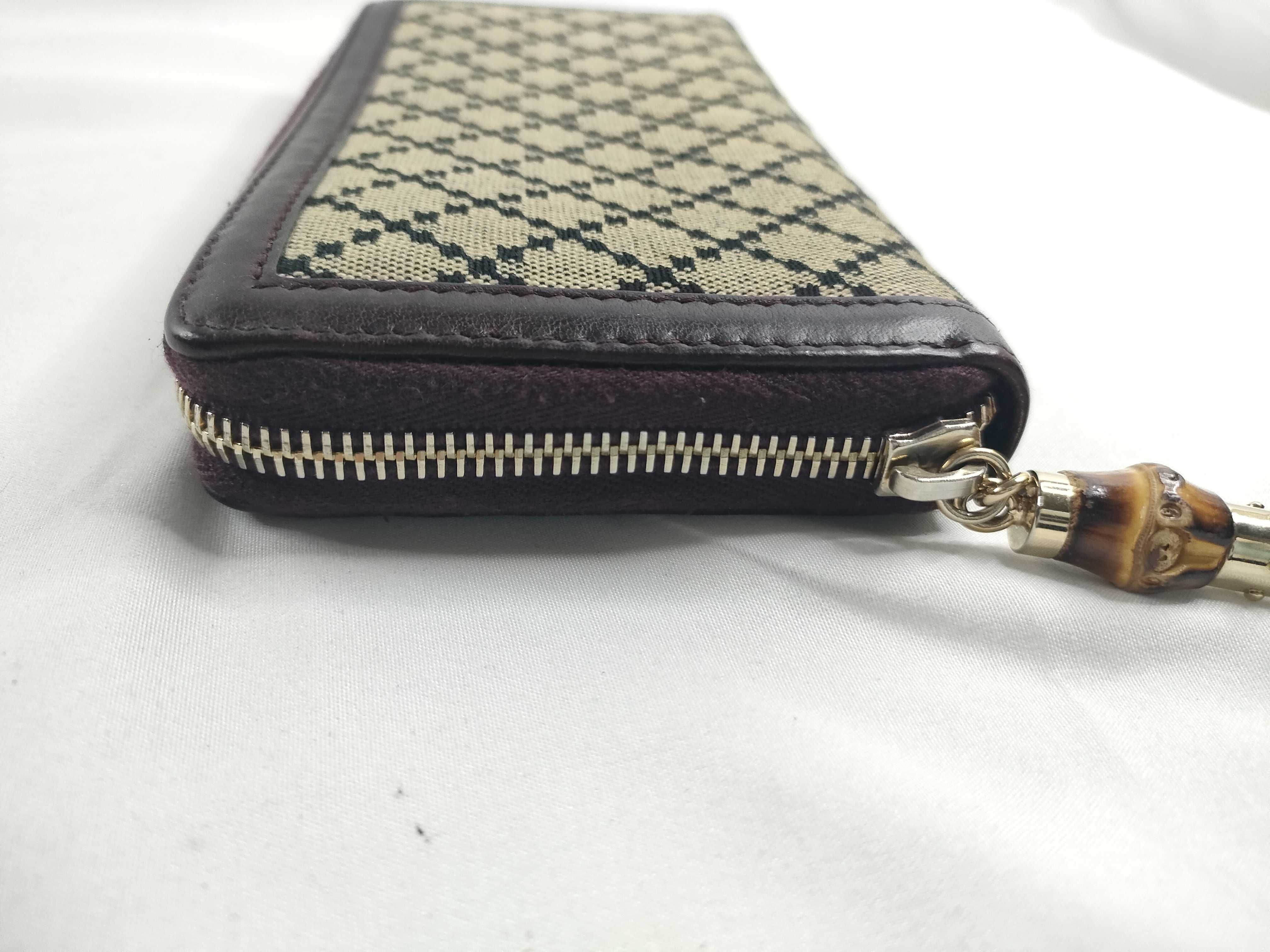 【/Gucci】 224253 Diamante Round Zip Long Wallet Canvas/Leather Beige/Bordeaux Wallet — view 5