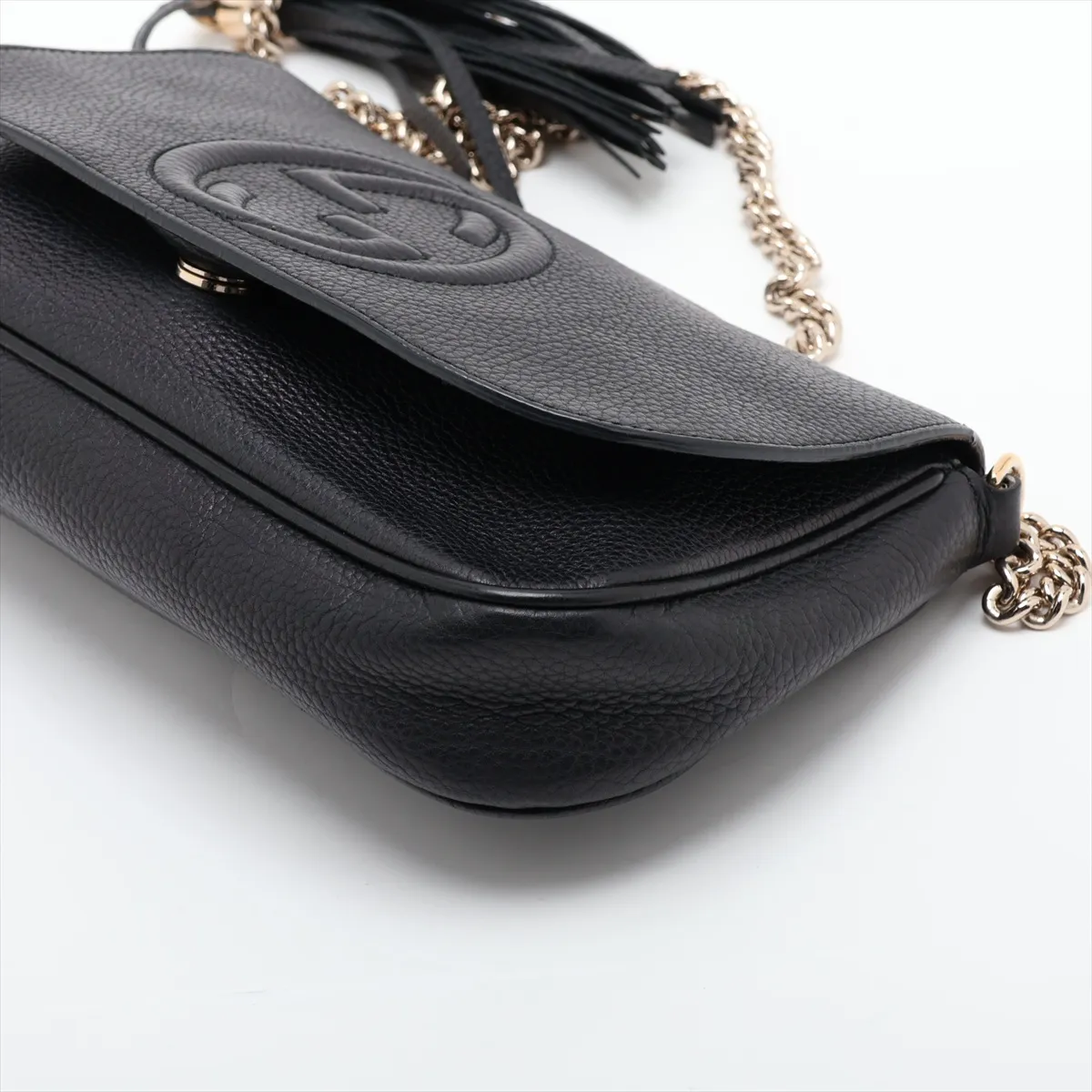 Soho 336752 Leather Chain Shoulder Bag, Black, Tag Missing — view 3