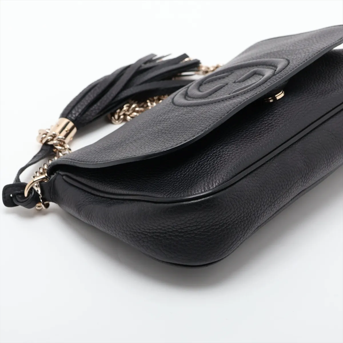 Soho 336752 Leather Chain Shoulder Bag, Black, Tag Missing — view 4