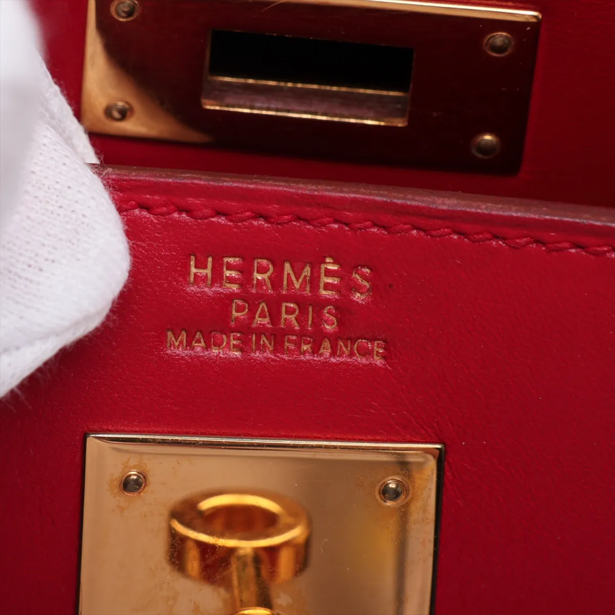 [Individually packaged] Hermes Kelly 32 Sellier Box Calf Rouge Vif Gold Hardware Z: 1996 — view 12