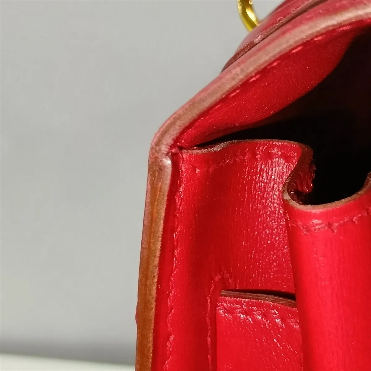 [Individually packaged] Hermes Kelly 32 Sellier Box Calf Rouge Vif Gold Hardware Z: 1996 — view 14