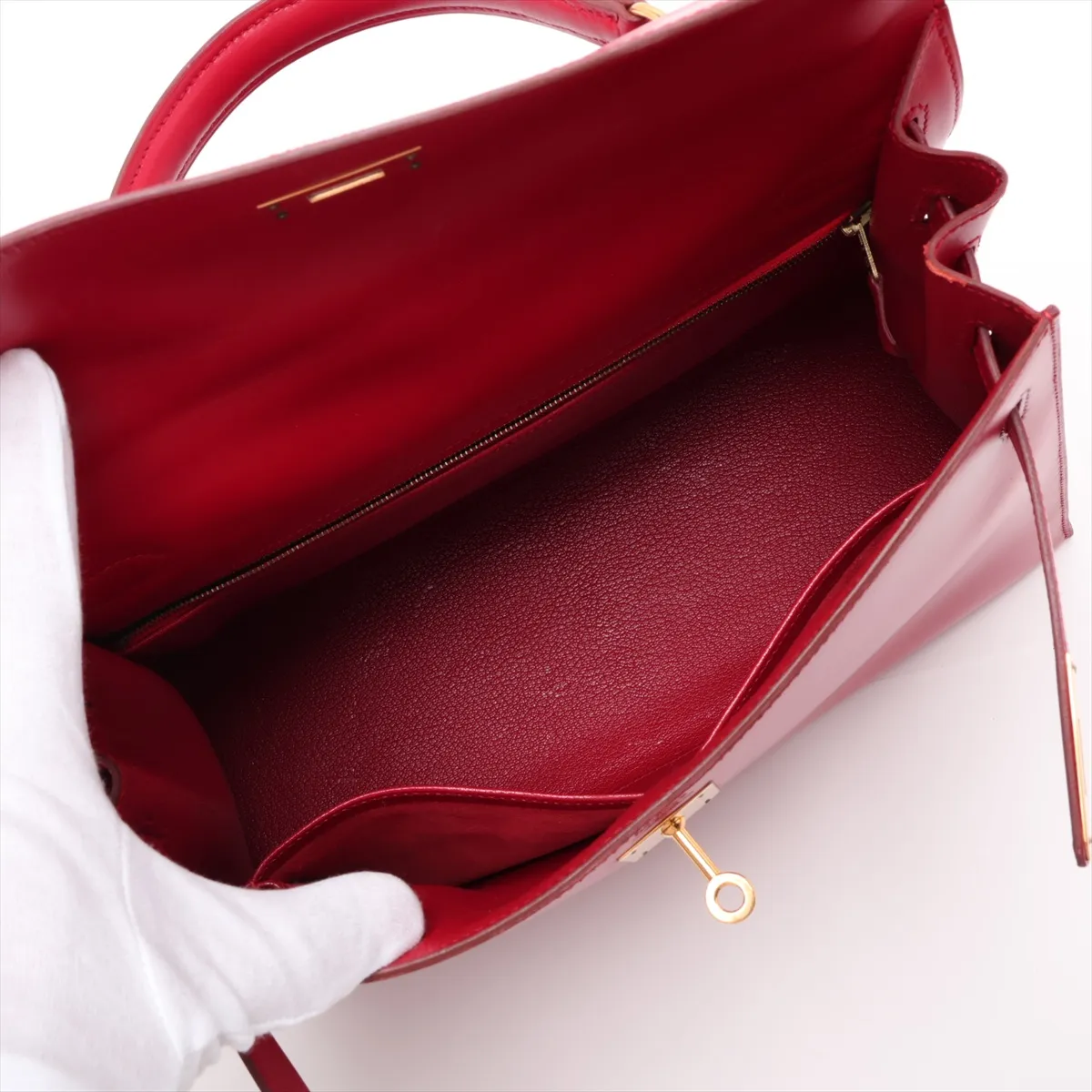 [Individually packaged] Hermes Kelly 32 Sellier Box Calf Rouge Vif Gold Hardware Z: 1996 — view 8