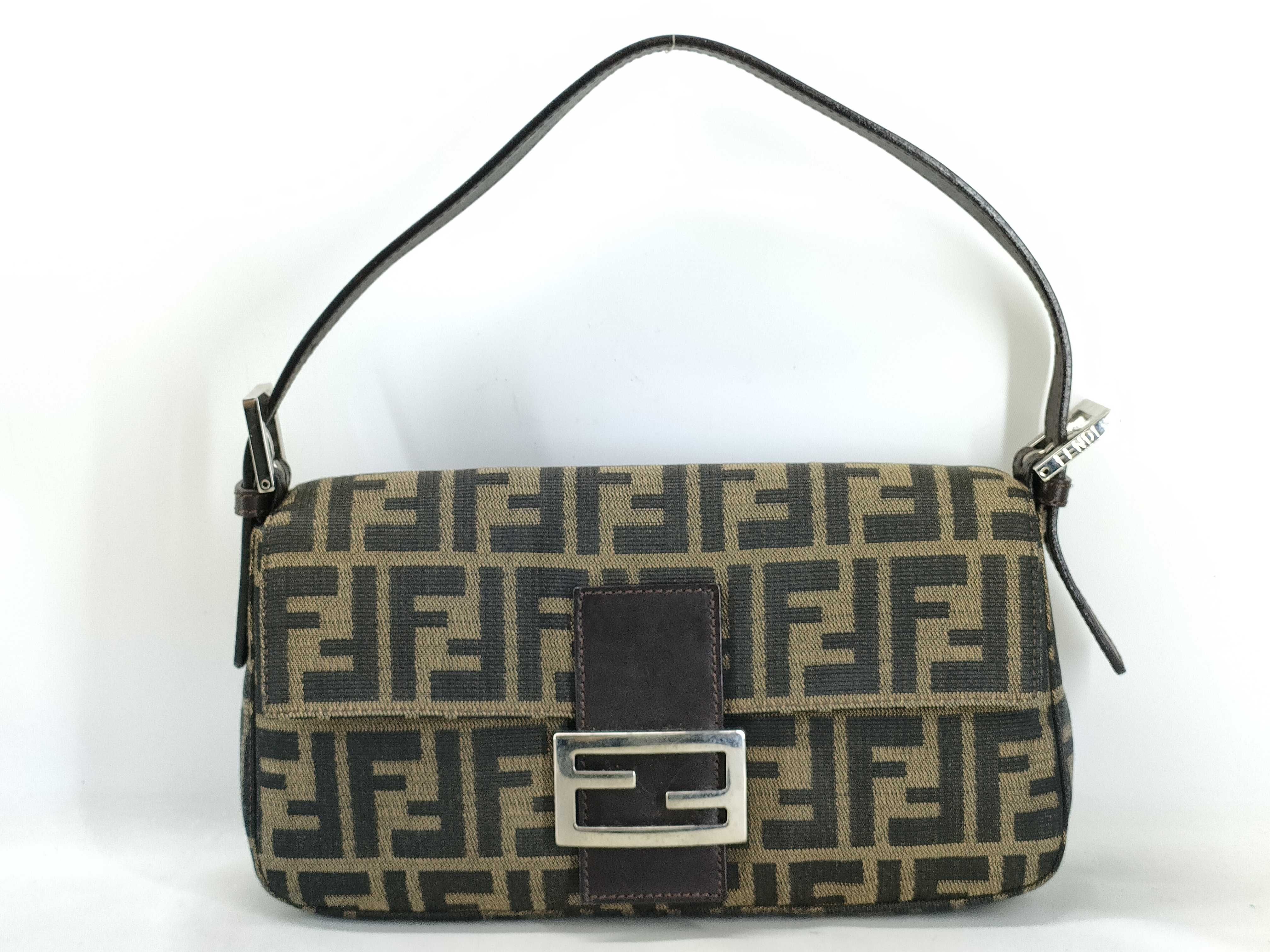 Zucca pattern Fendi Mamma one-shoulder bag, no tears or cracks expected.