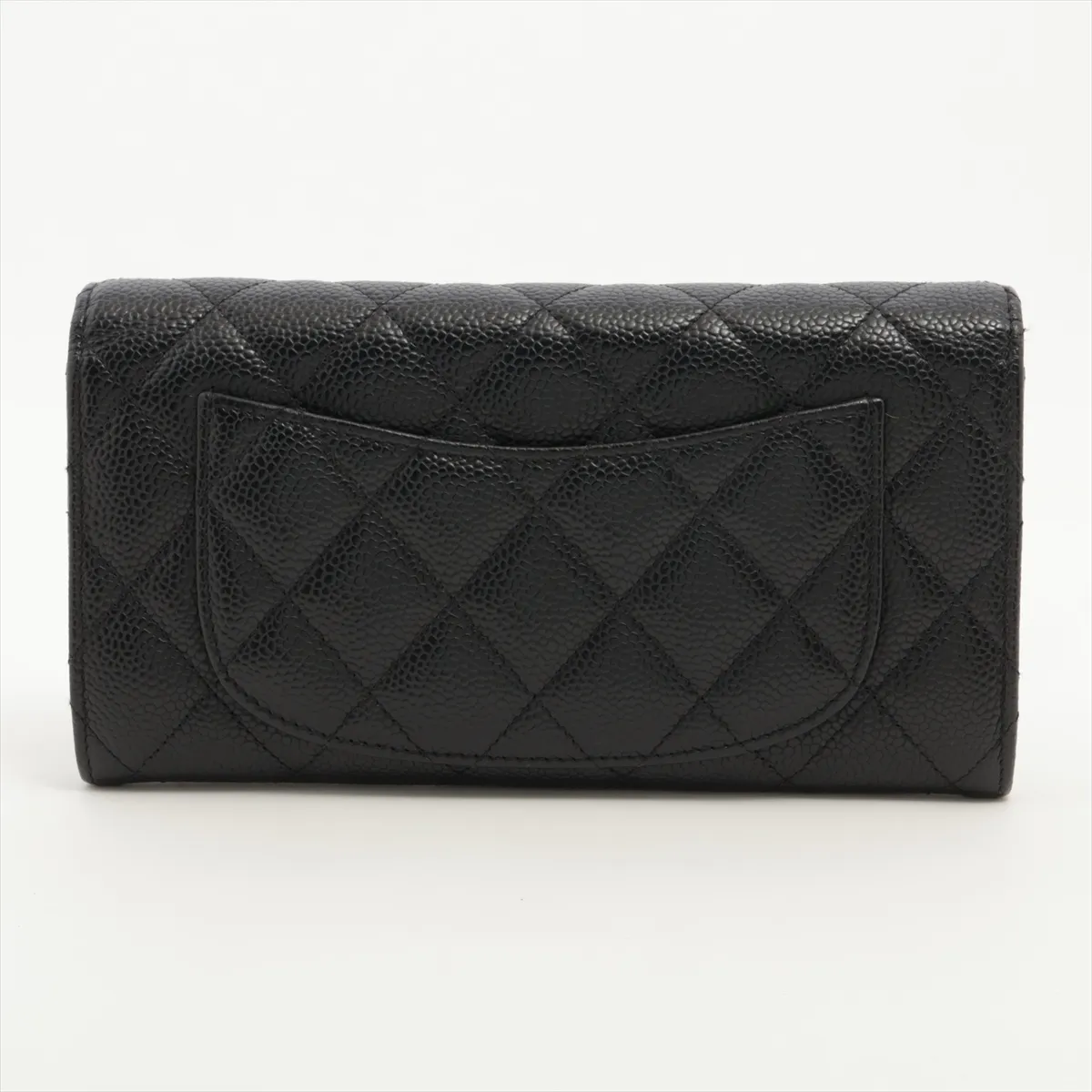Matelassé Caviar Skin Long Wallet, Black, Silver Hardware, 31533705 — view 2