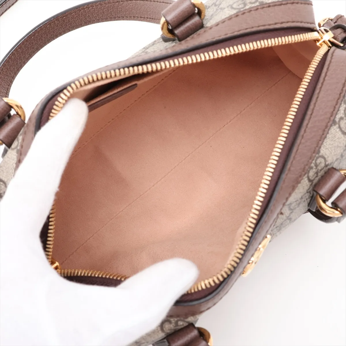 GG Supreme Ophidia PVC x Leather 2-Way Handbag, Beige x Brown, 602577 — view 8