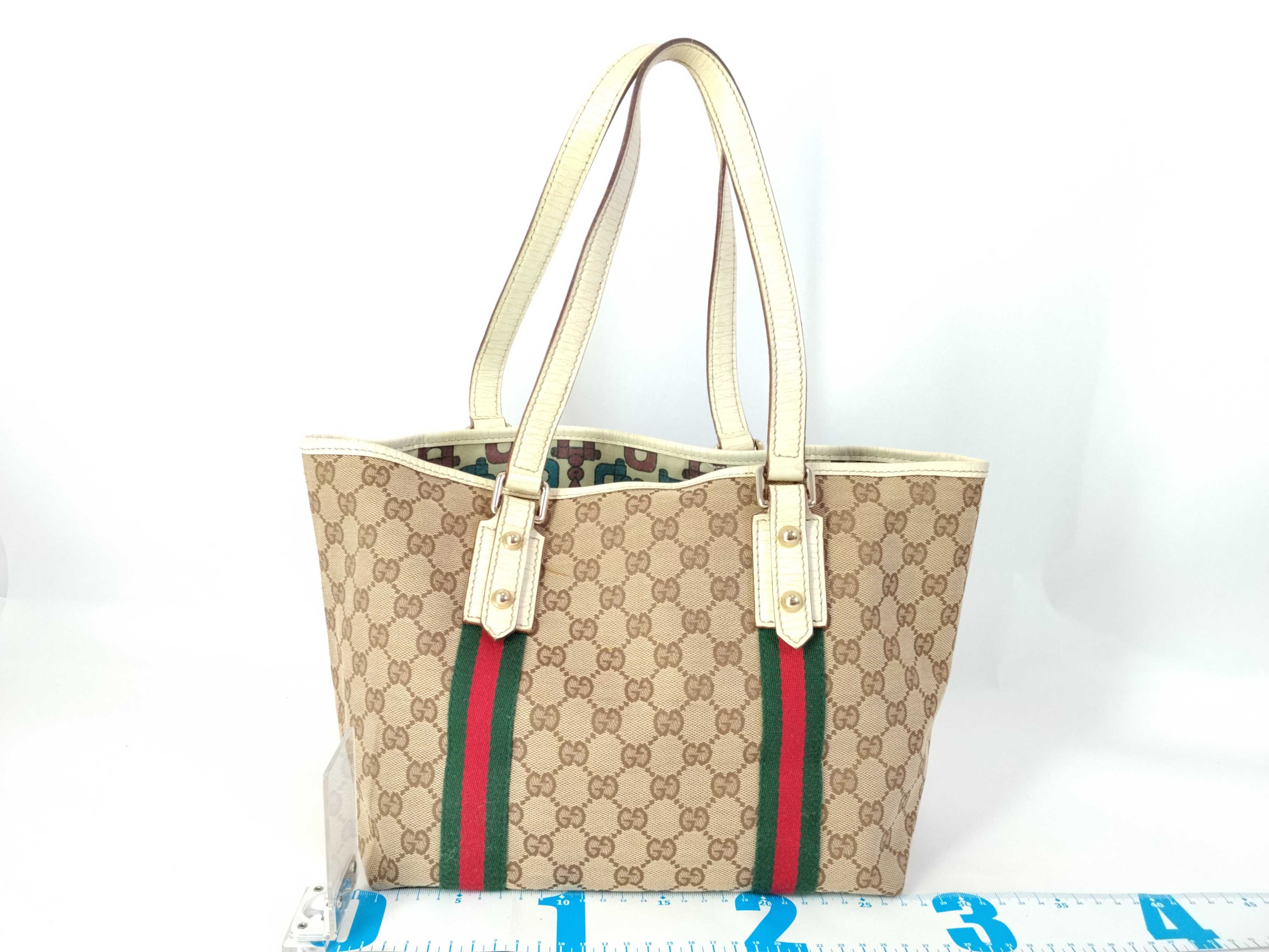 GG Canvas A. Gucci Tote Bag GG Canvas Sherry Line Tote Bag with Charm — view 2