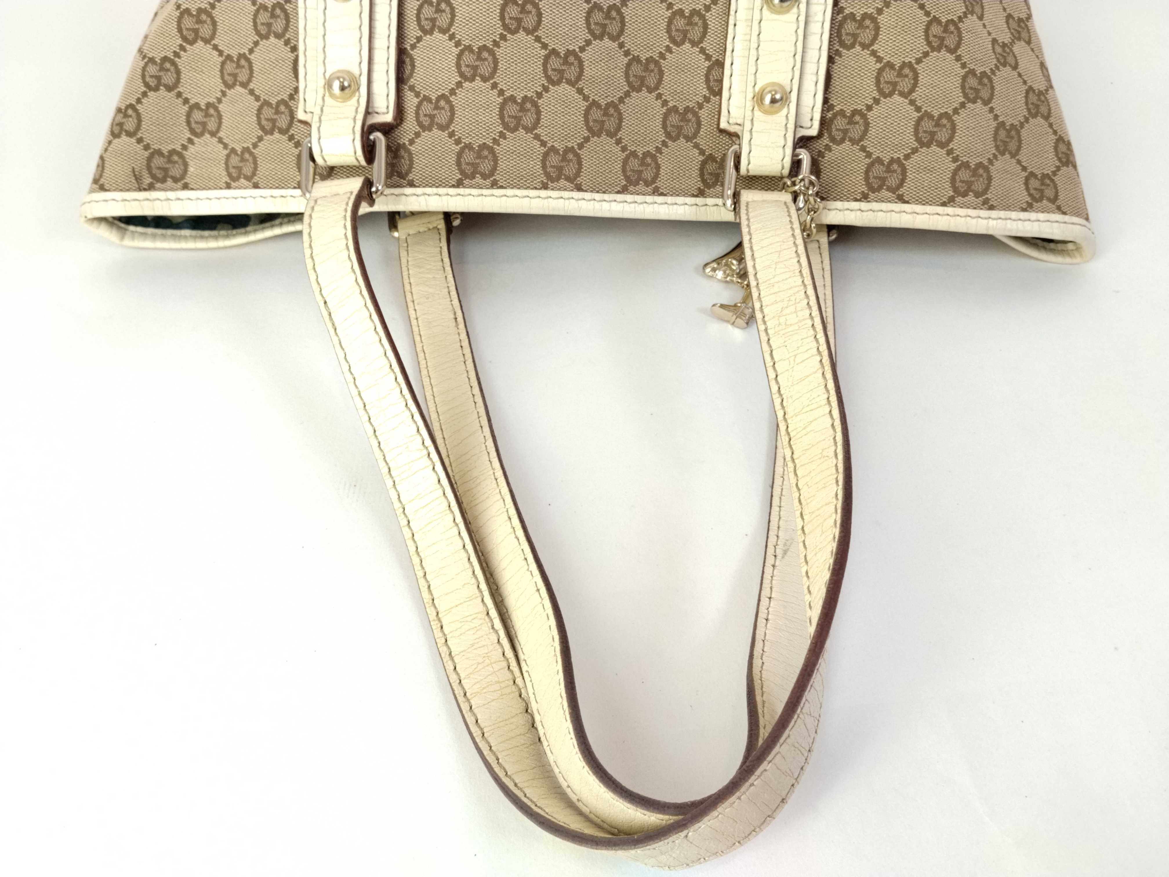 GG Canvas A. Gucci Tote Bag GG Canvas Sherry Line Tote Bag with Charm — view 3