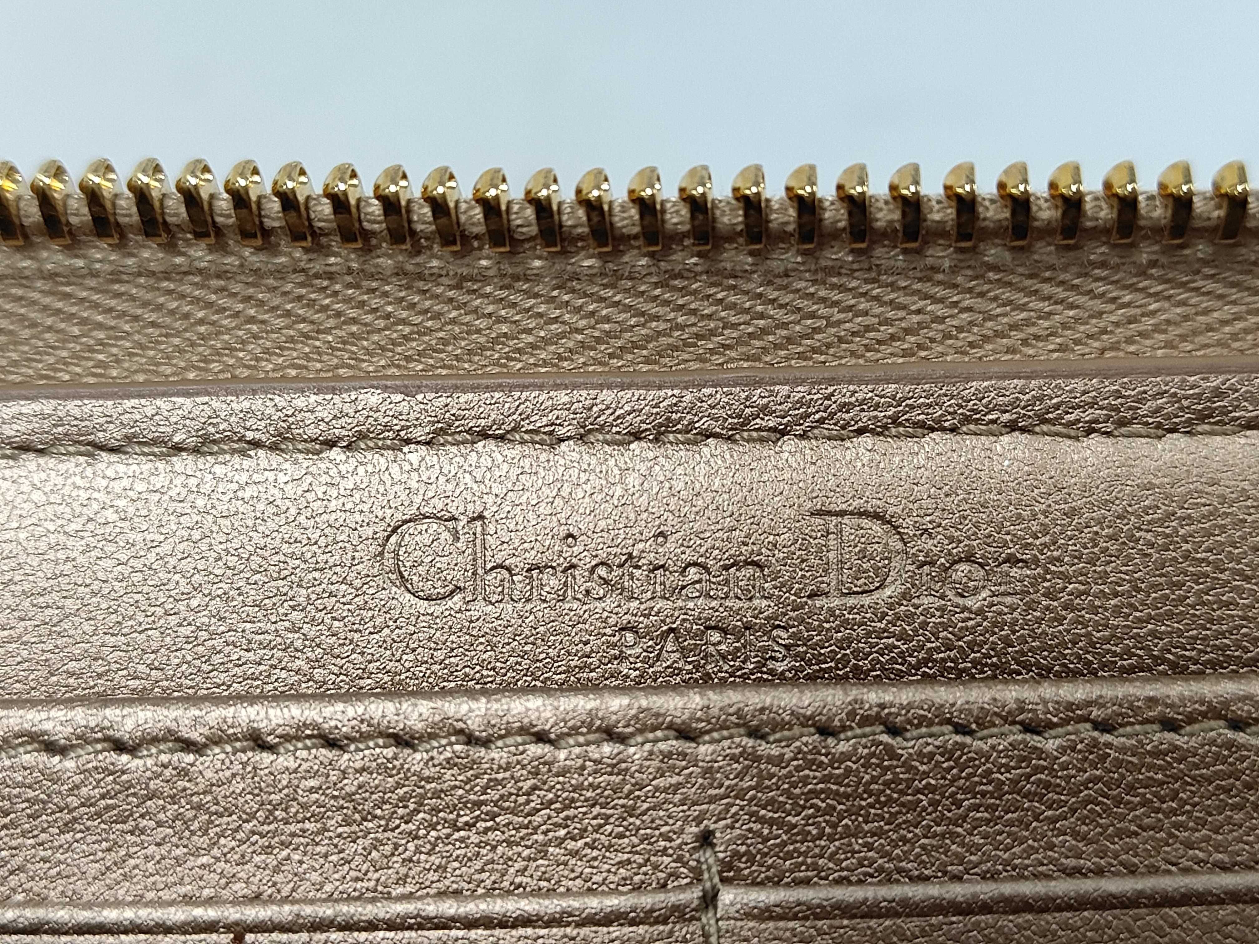 Lady Dior Cannage Long Zip Wallet Leather Champagne Gold Wallet — view 9