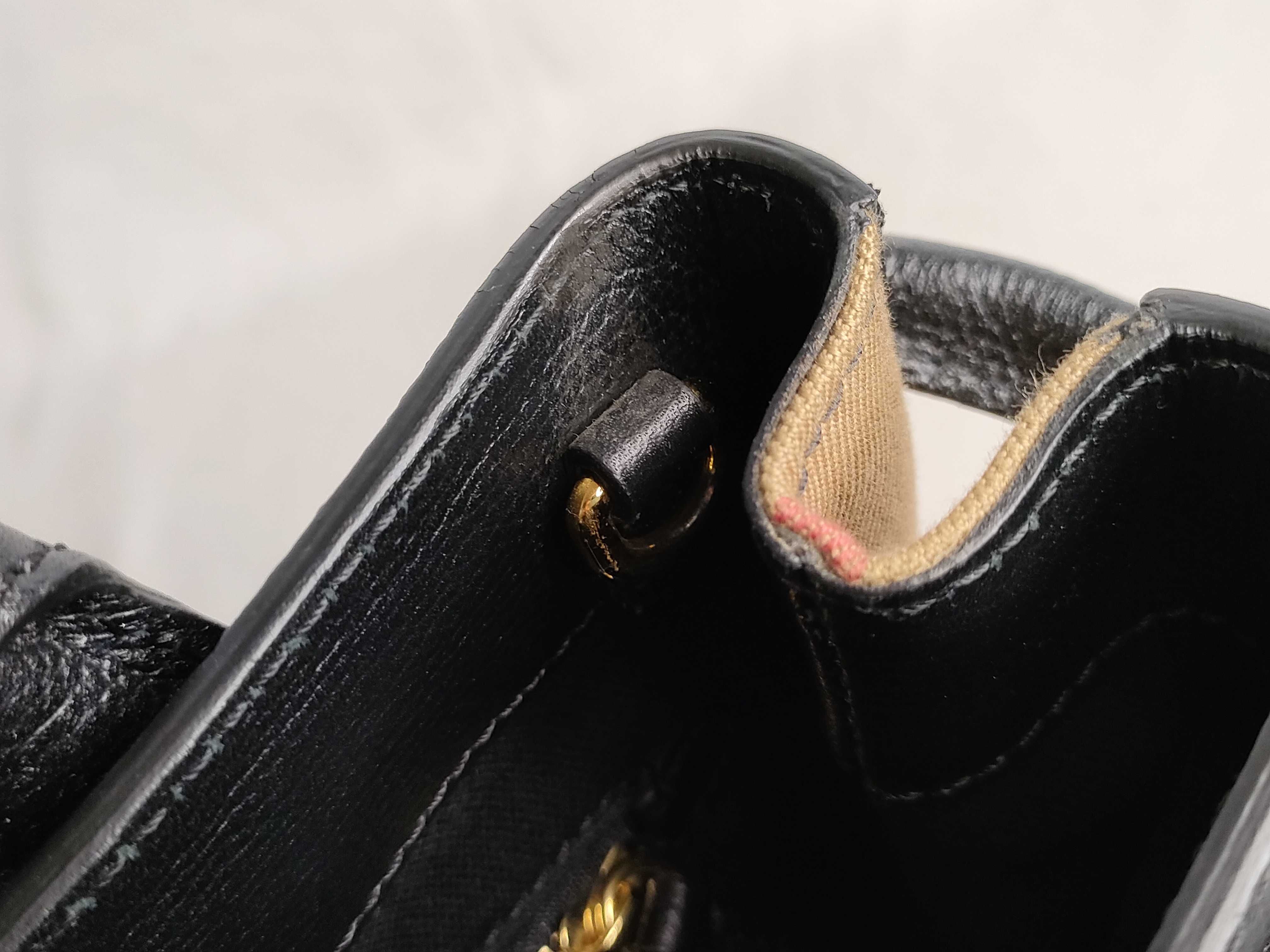 SG- Nova Check SMALL BANNER leather x canvas 2-way Handbag Black x bro Handbag — view 13