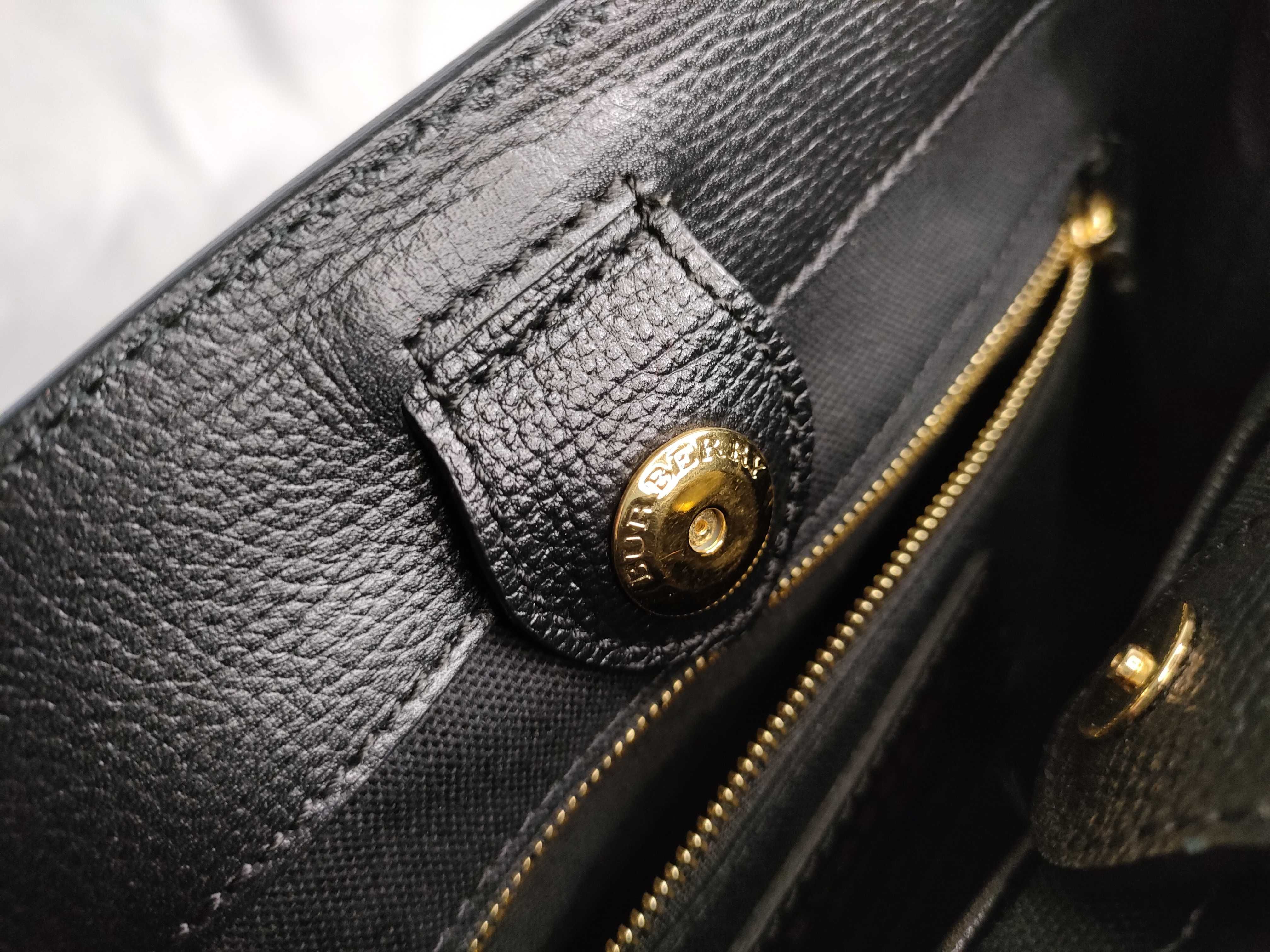 SG- Nova Check SMALL BANNER leather x canvas 2-way Handbag Black x bro Handbag — view 14