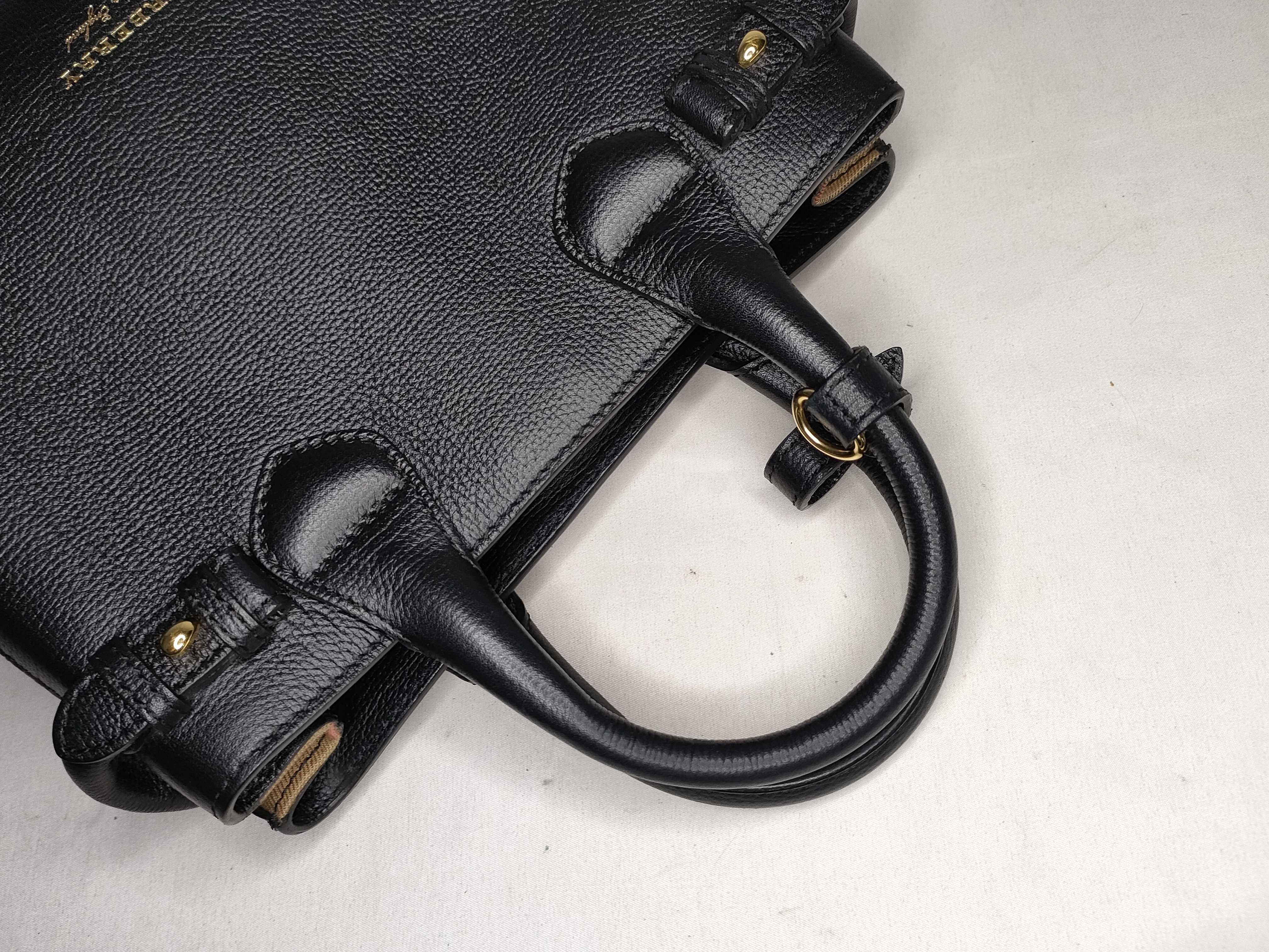 SG- Nova Check SMALL BANNER leather x canvas 2-way Handbag Black x bro Handbag — view 3