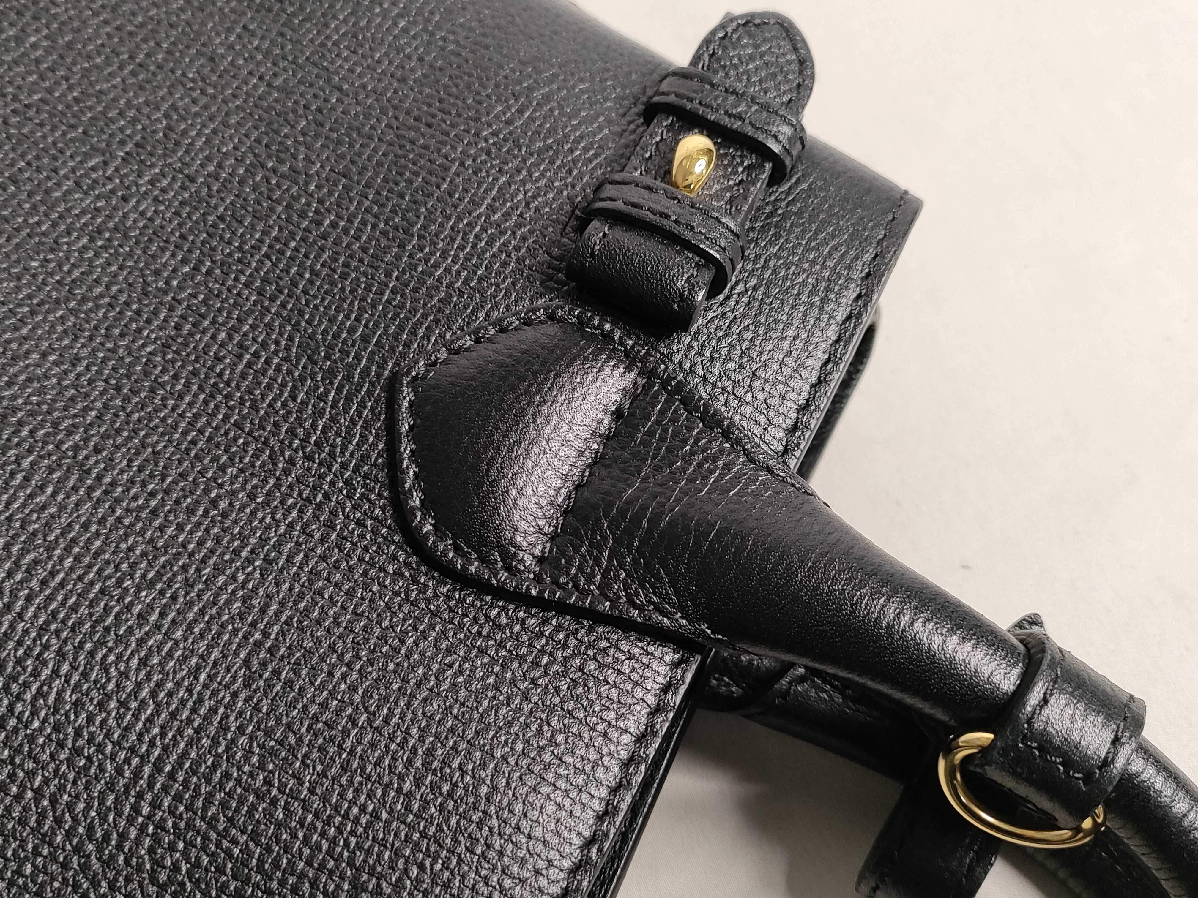 SG- Nova Check SMALL BANNER leather x canvas 2-way Handbag Black x bro Handbag — view 5