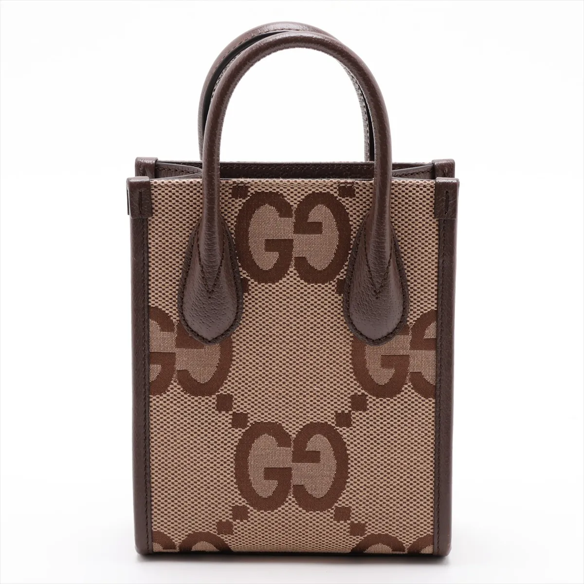 Jumbo GG Canvas x Leather 2-Way Handbag, Beige x Brown, 699406 — view 2